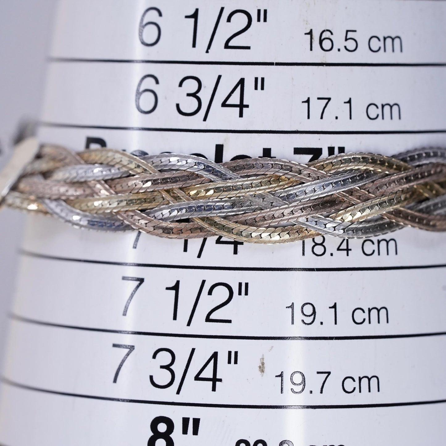 7” Dyadema Italian multi 6 strands sterling silver bracelet, 925 woven chains