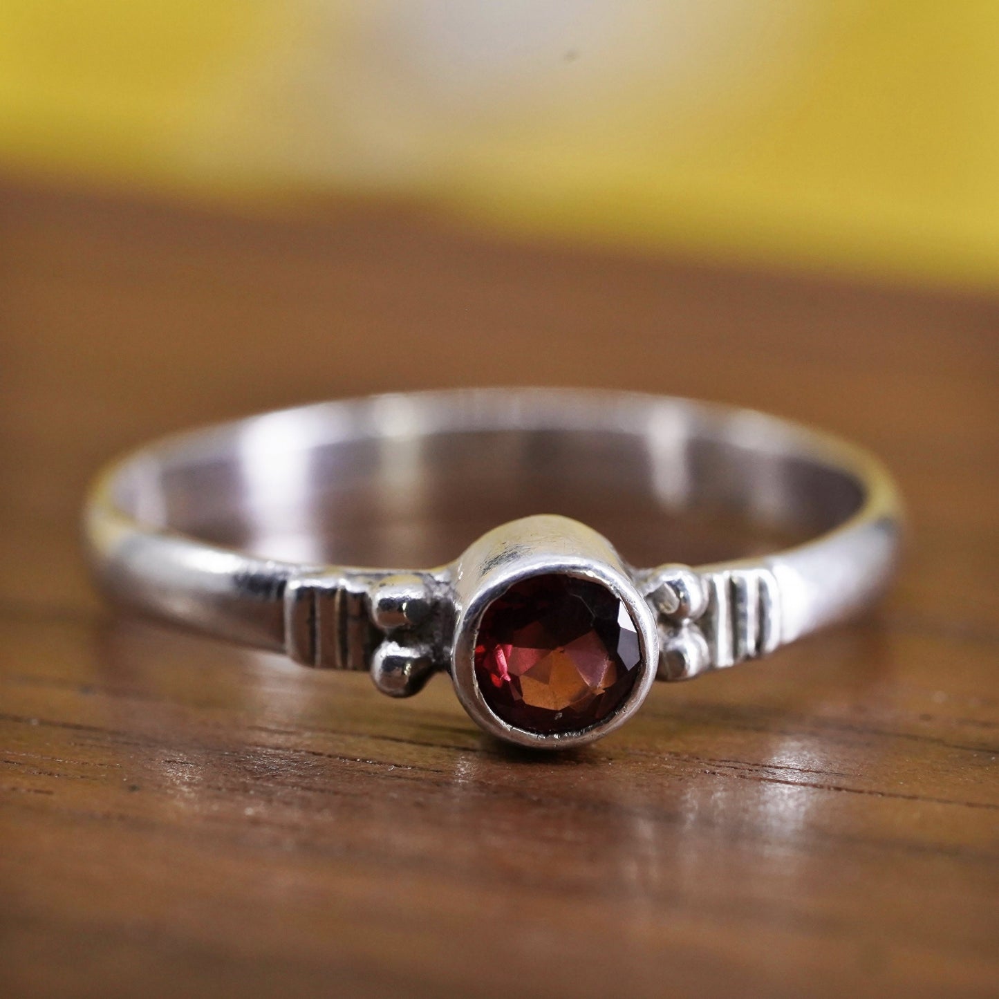 Size 7, vintage Sterling 925 silver stackable ring with ruby