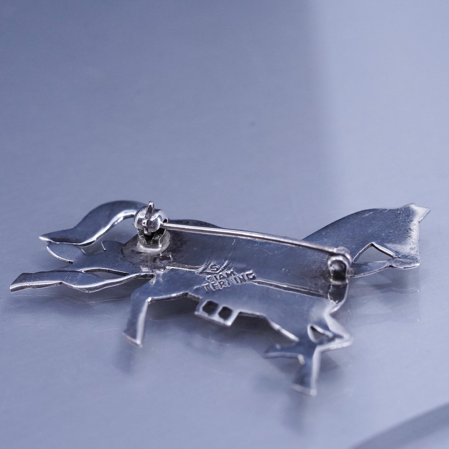 Vintage Siam sterling silver handmade brooch, 925 horse pin