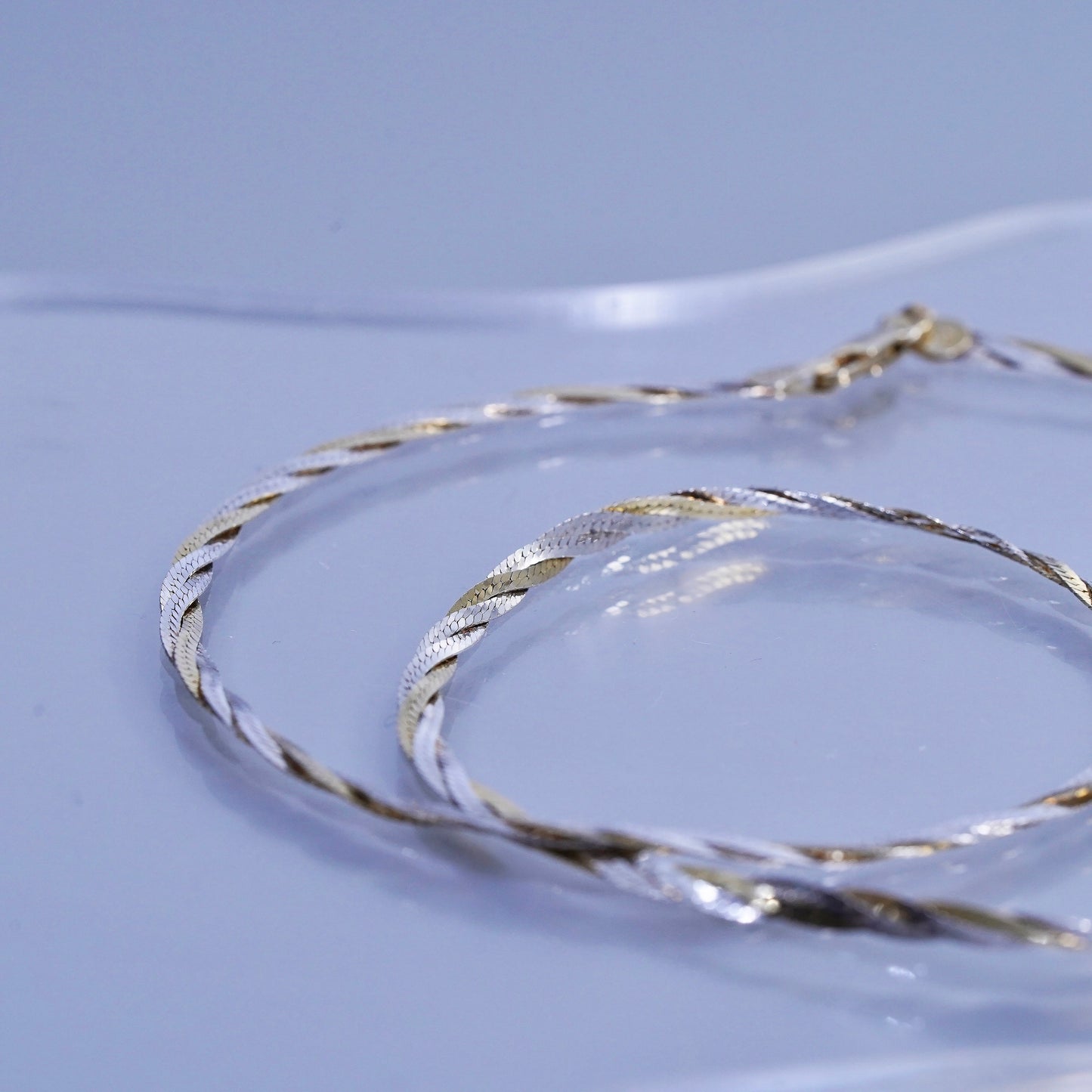 18” 3mm, vintage Italy Sterling 925 silver woven braided herringbone necklace