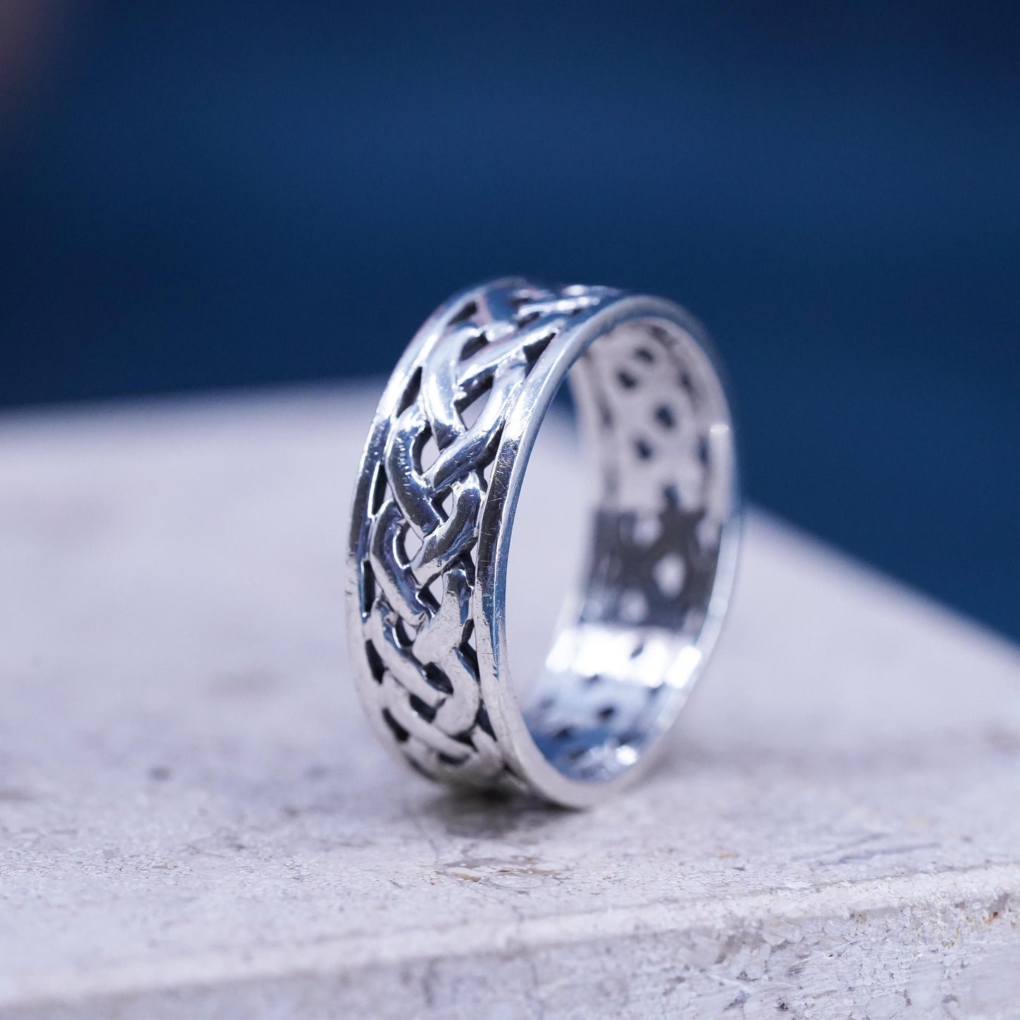Size 11, vintage Sterling silver handmade ring, irish celtic knot 925 band