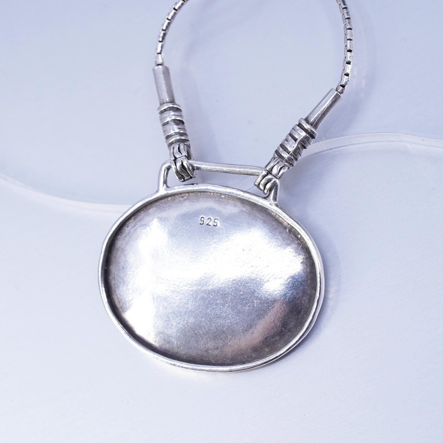 16”, Israel Shablool Didae sterling silver 925 necklace snake chain tag pendant
