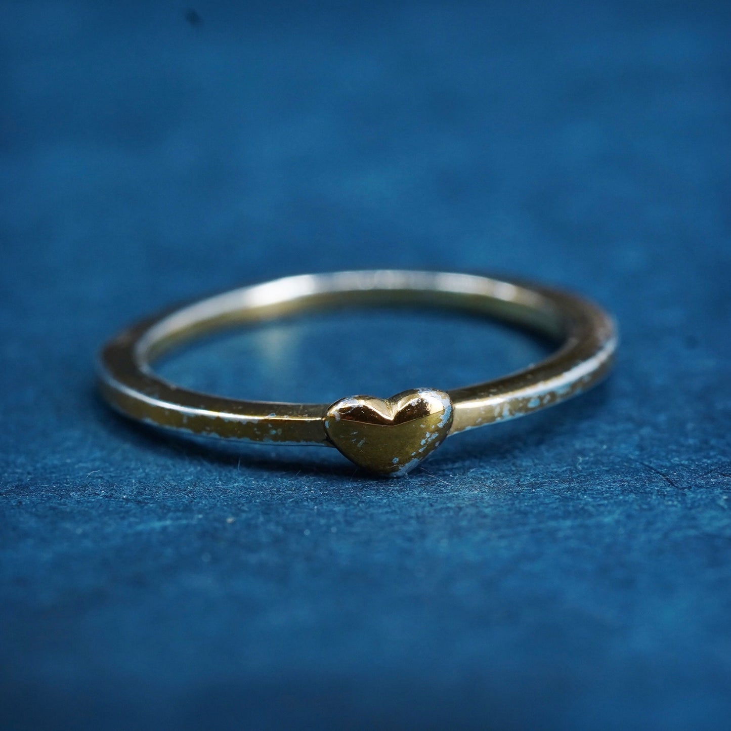 Size 8, vermeil yellow gold over sterling silver ring, 925 stackable heart band