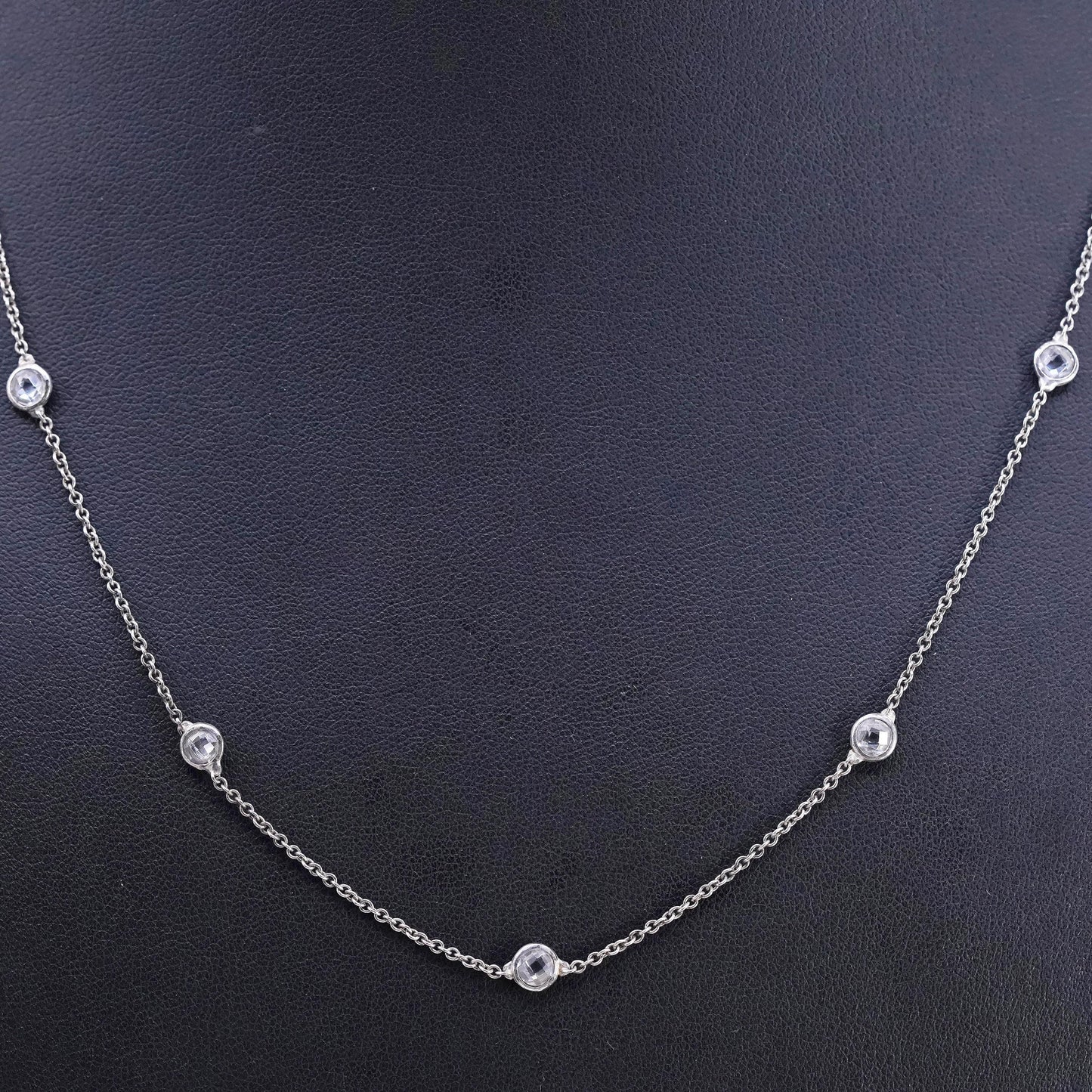 20” 1mm, vintage Sterling silver handmade necklace, 925 circle chain with cz