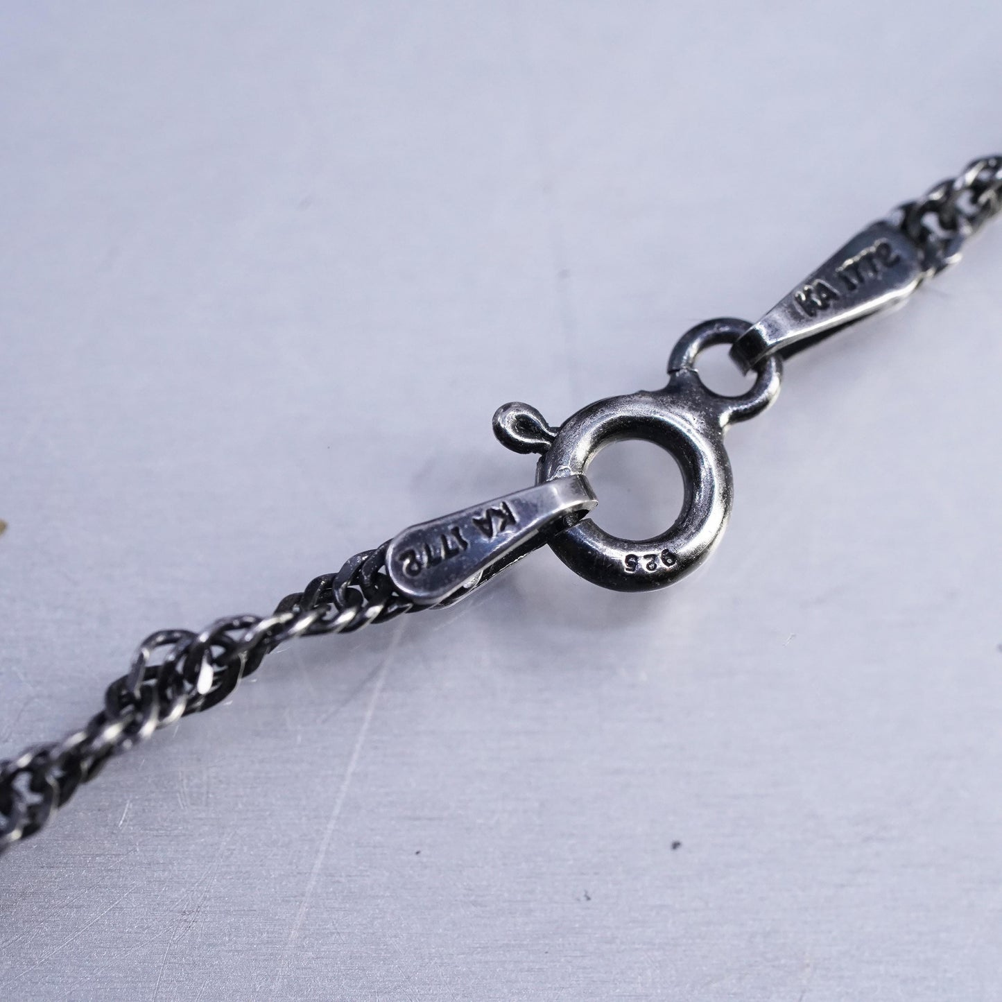 23", vintage Italian KA 1772 Sterling 925 silver twisted curb chain necklace