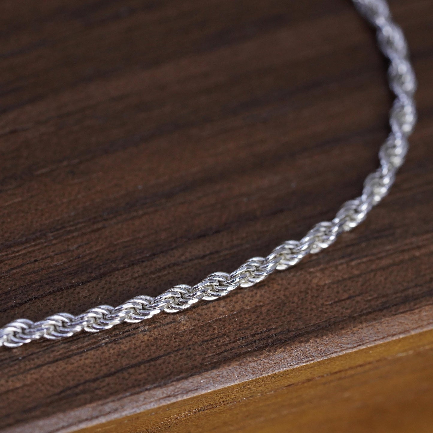7.5",, VTG KA1772 Sterling silver diamond cut rope bracelet, Italy 925 chain