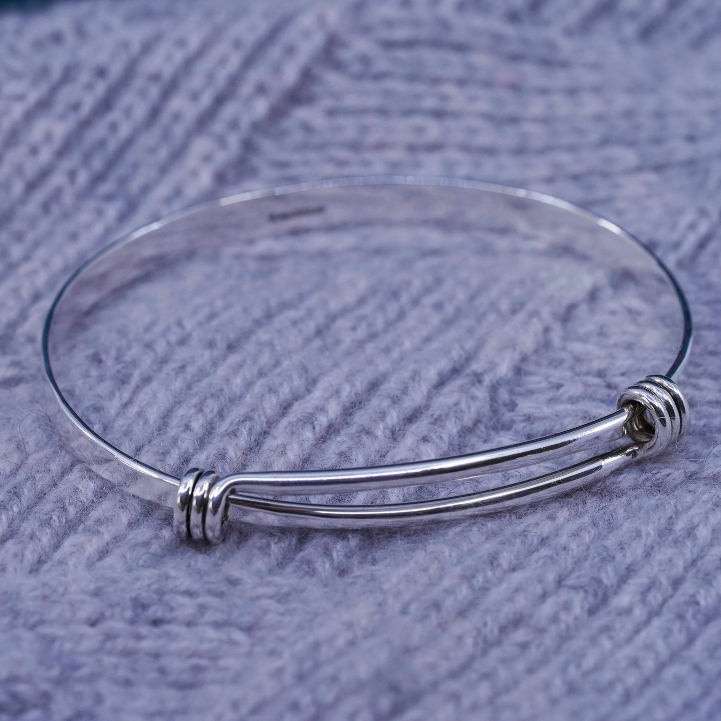 7.5", vintage Ed Levin Sterling silver handmade bracelet, 925 hinged bangle