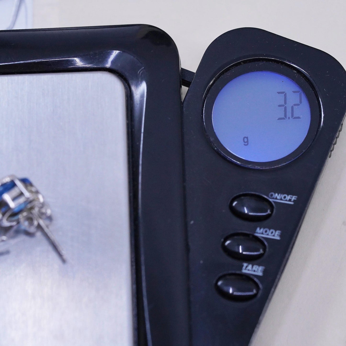 Vintage Sterling silver earrings, 925 studs with blue topaz and leaves