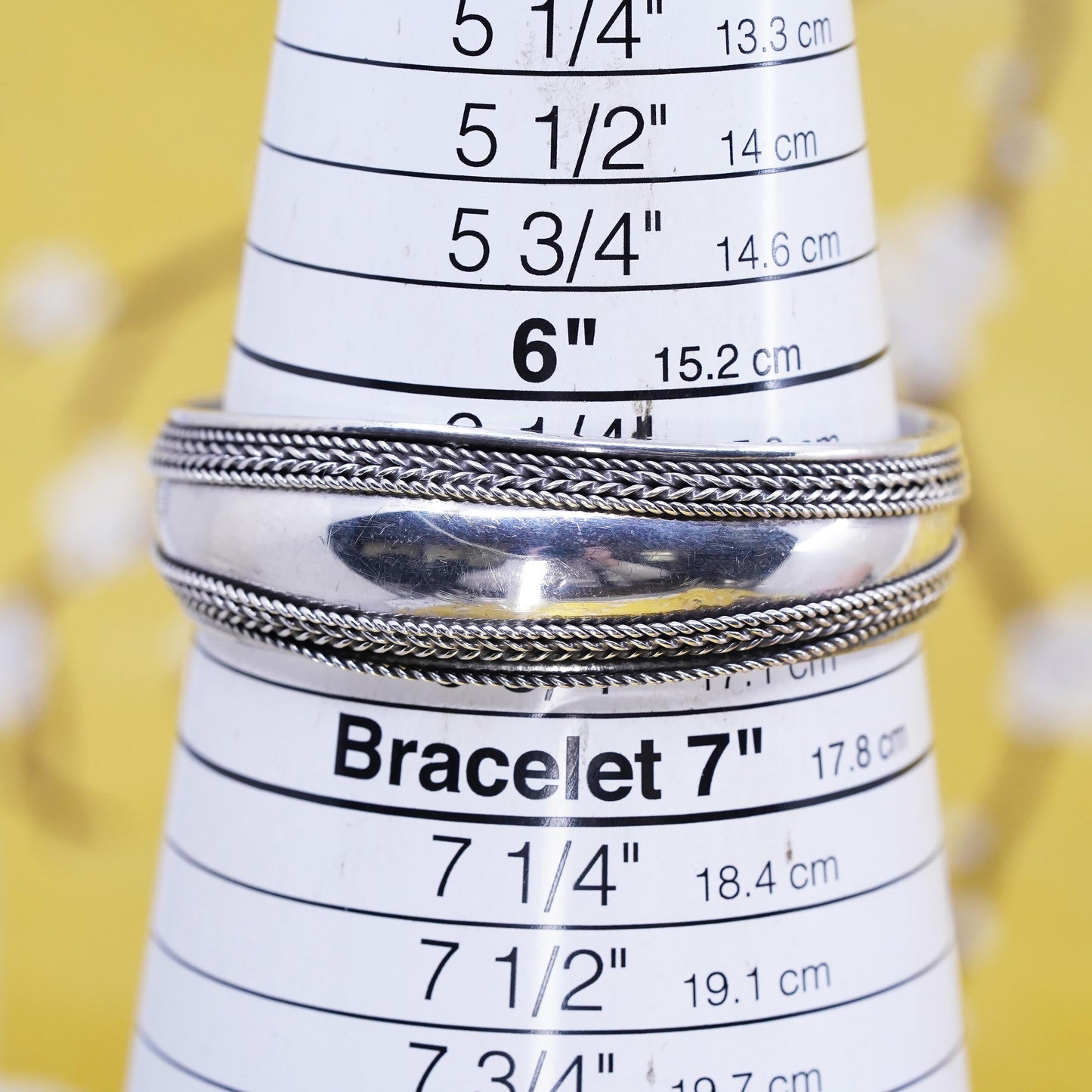 6.5", Vintage Sterling silver handmade bracelet, 925 braided woven cable cuff