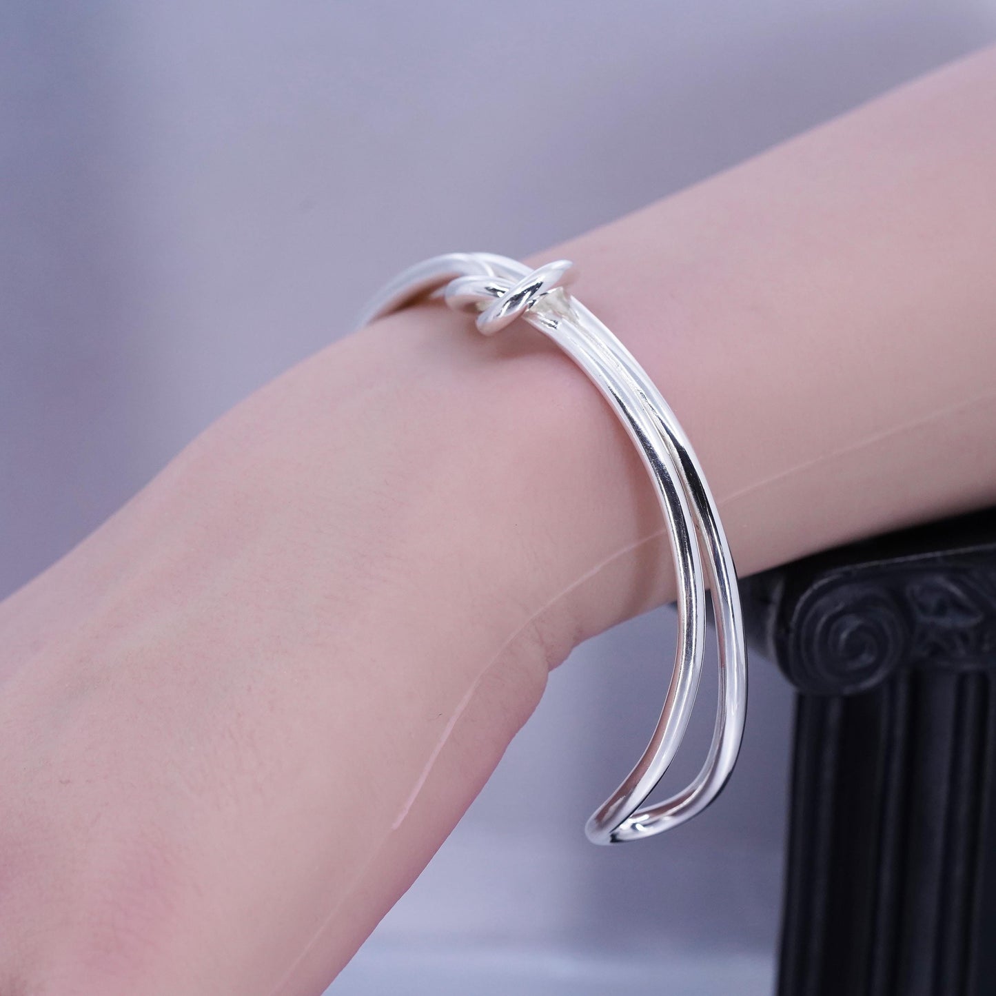 7.75”, Vintage Sterling 925 silver handmade bracelet, twisted knotted cuff