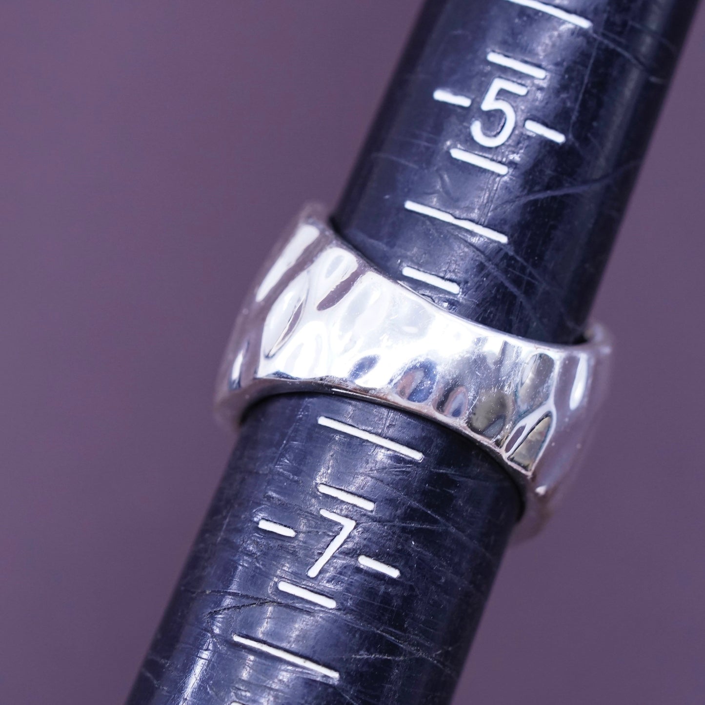 sz 6, Sterling silver handmade ring, 925 ribbed band, minimalist, modernist