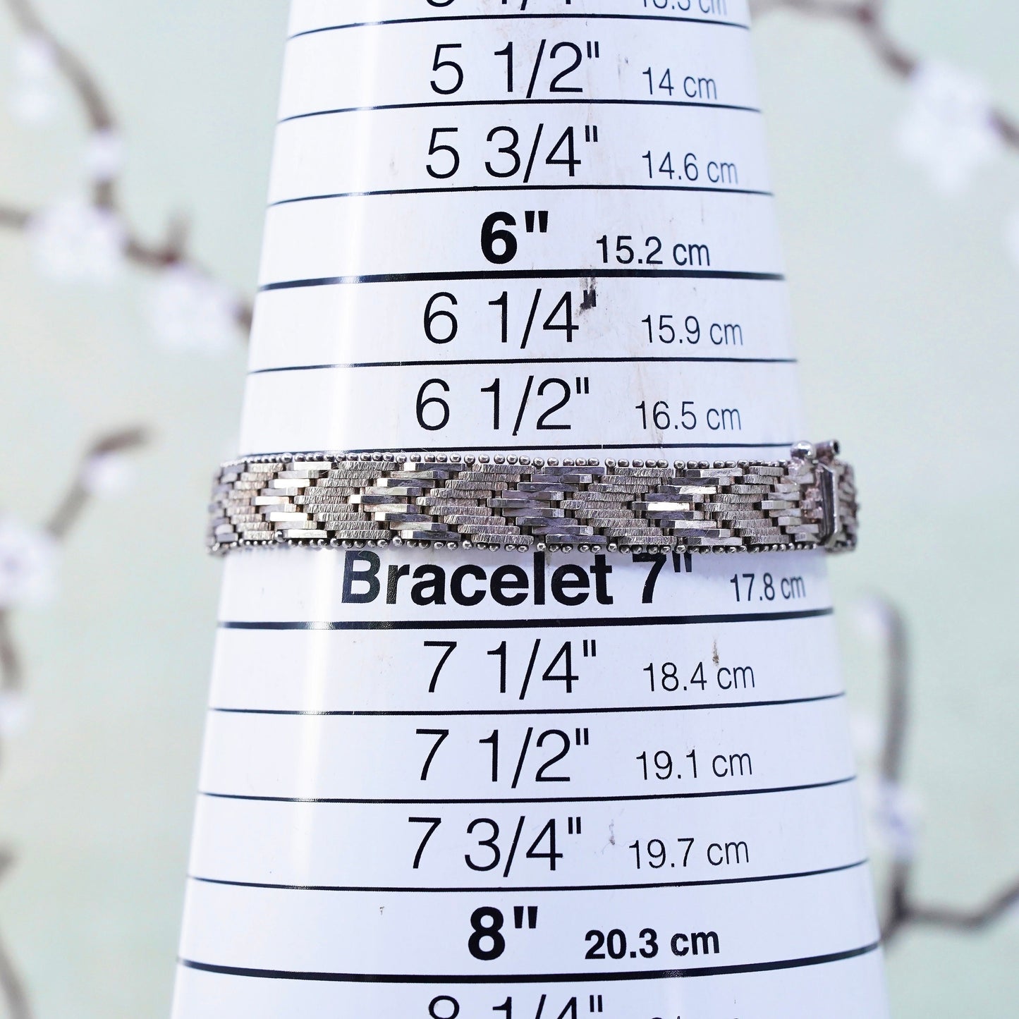 6.75", 8mm, Vintage sterling silver handmade bracelet, 925 silver Riccio chain