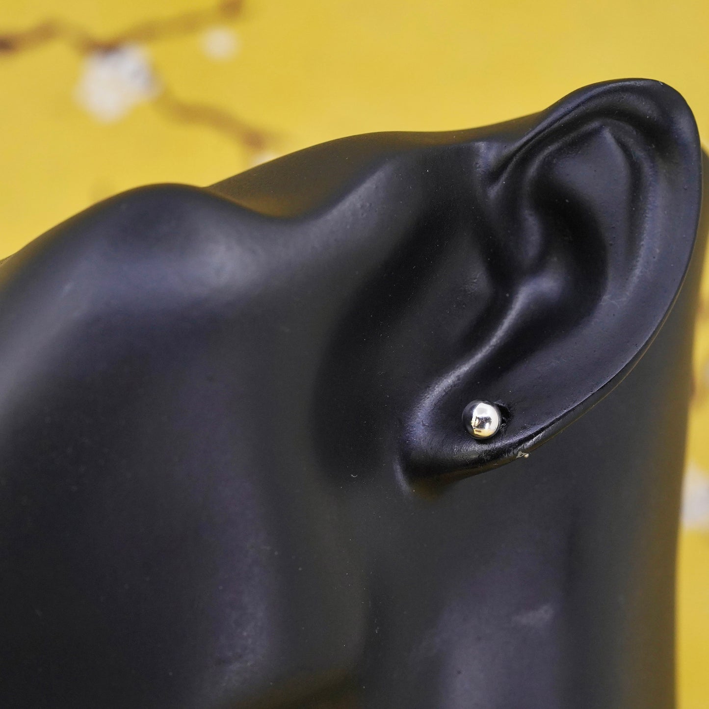4mm, Vintage Sterling silver beads studs, 925 earrings