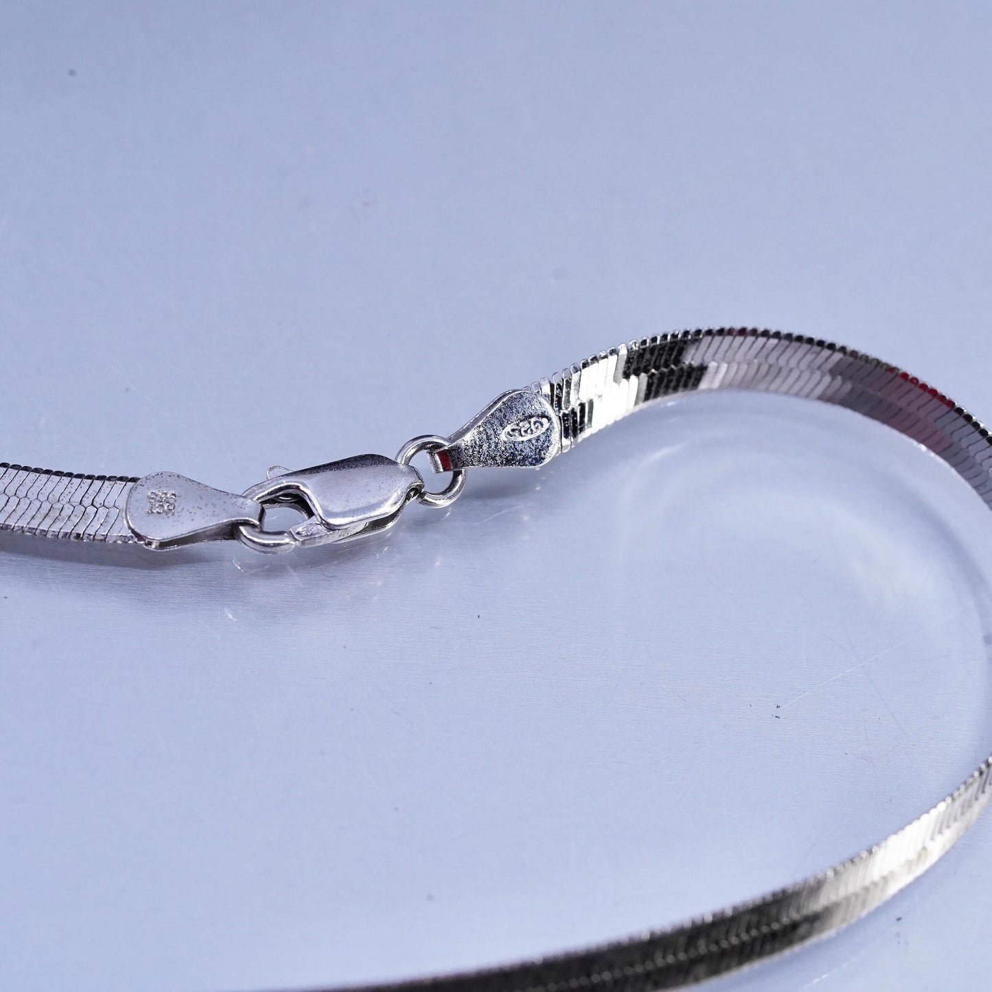 18" 4mm, vintage Italian Sterling 925 silver textured herringbone necklace