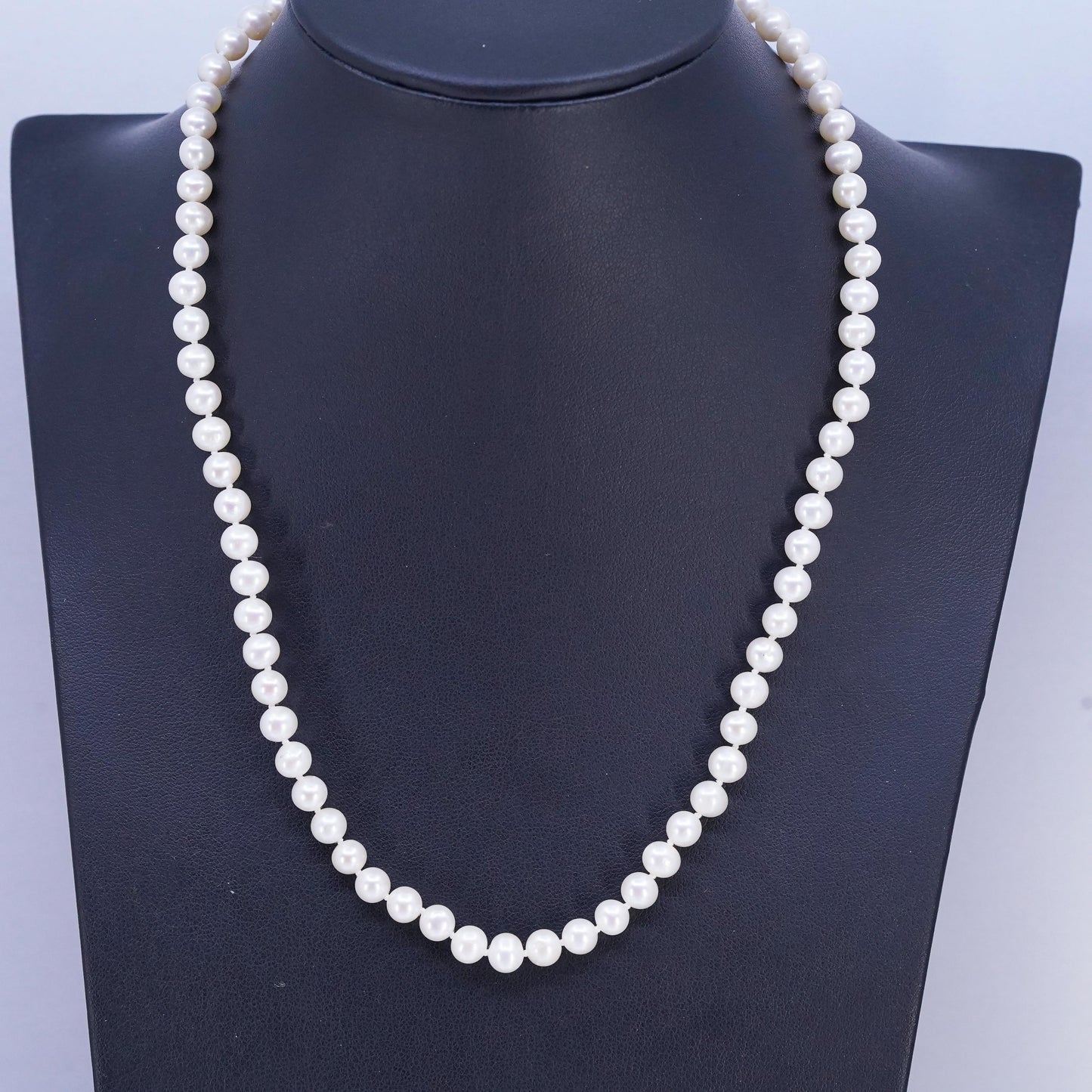 18", vintage 5mm freshwater pearl bead necklace with Sterling 925 silver clasp