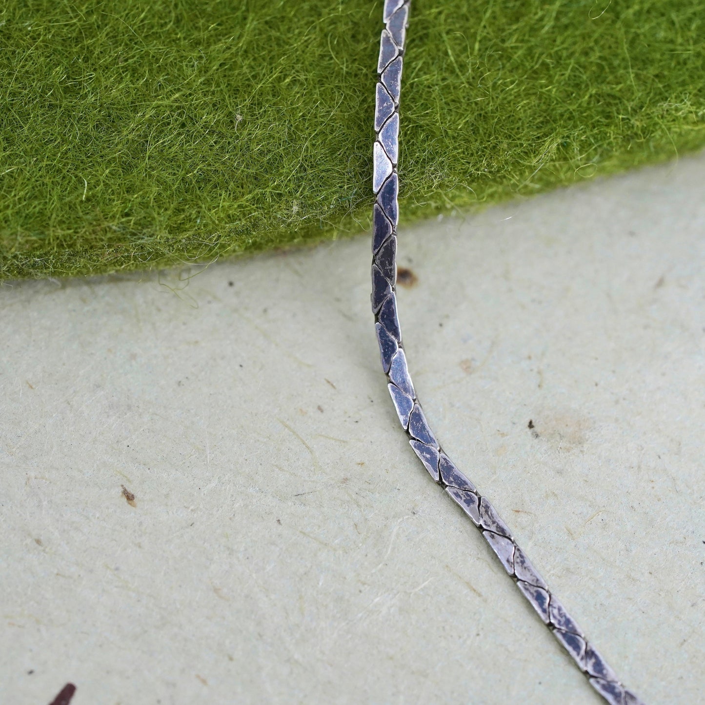 7.5", 1mm, Vintage sterling silver bracelet, Italy 925 square snake chain