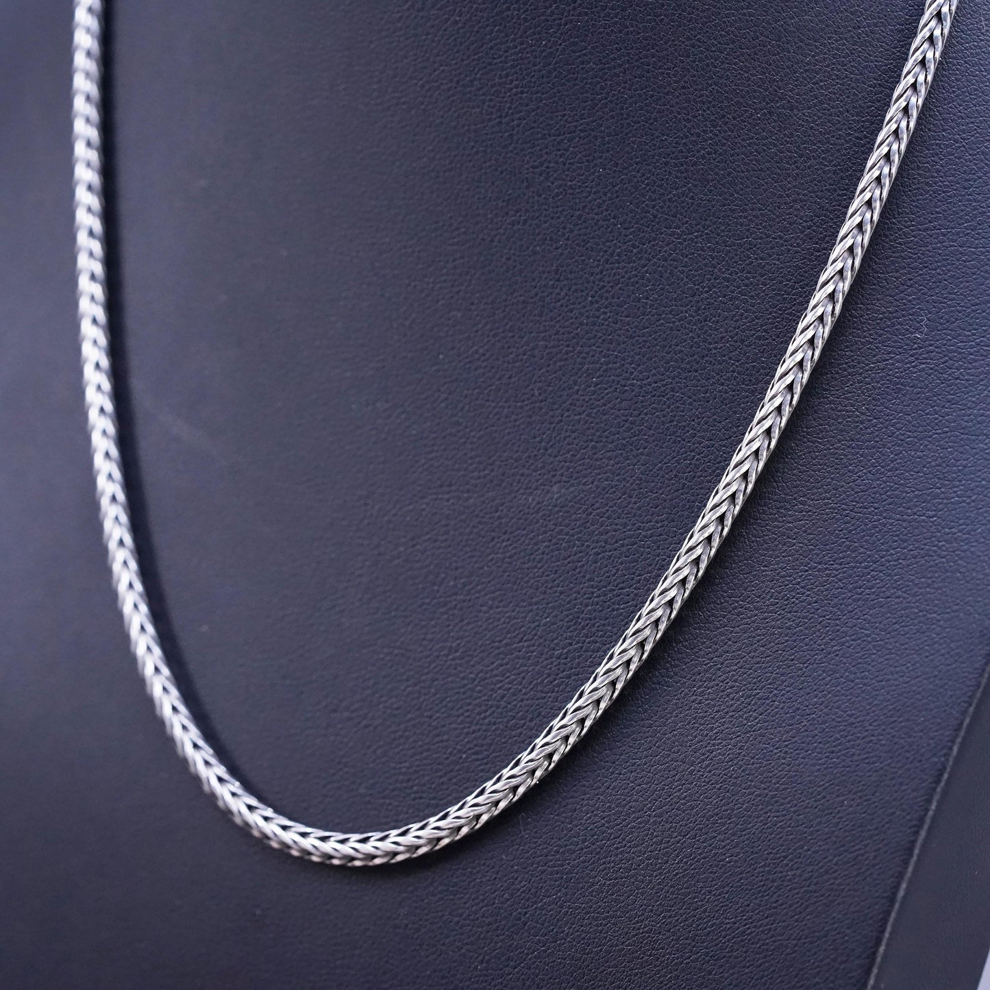 18" 3mm, vintage bold Sterling silver necklace, solid 925 silver wheat chain