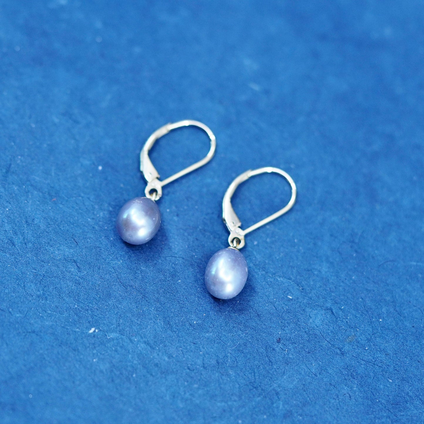 Vintage vermeil gold over Sterling silver handmade earrings with gray pearl