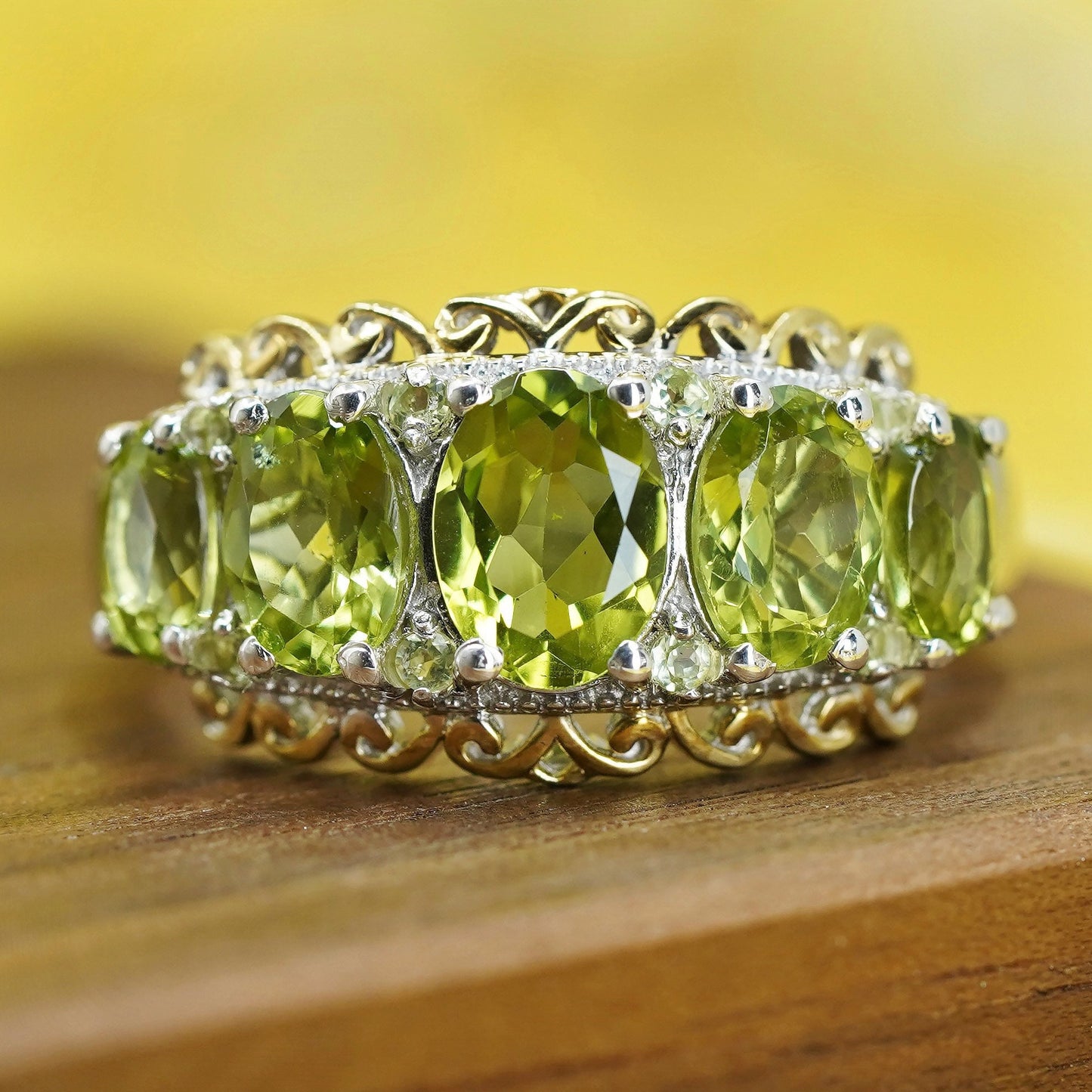 Size 10.25, vintage Sterling 925 silver handmade ring with peridot