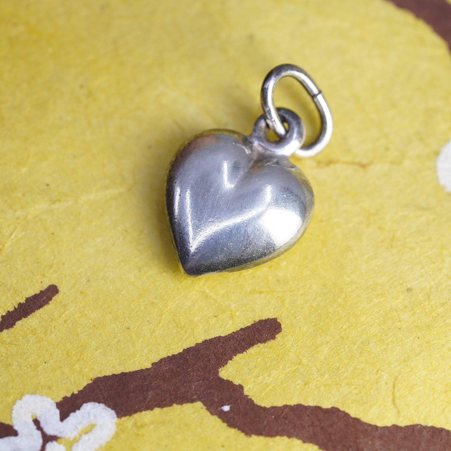Vintage Sterling silver handmade charm, Italian 925 heart pendant