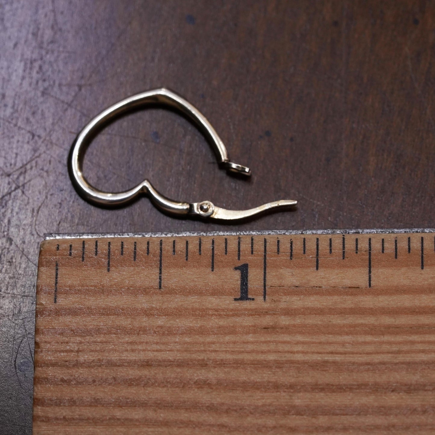 0.75”, Vintage sterling silver heart single earring, minimalist primitive hoop