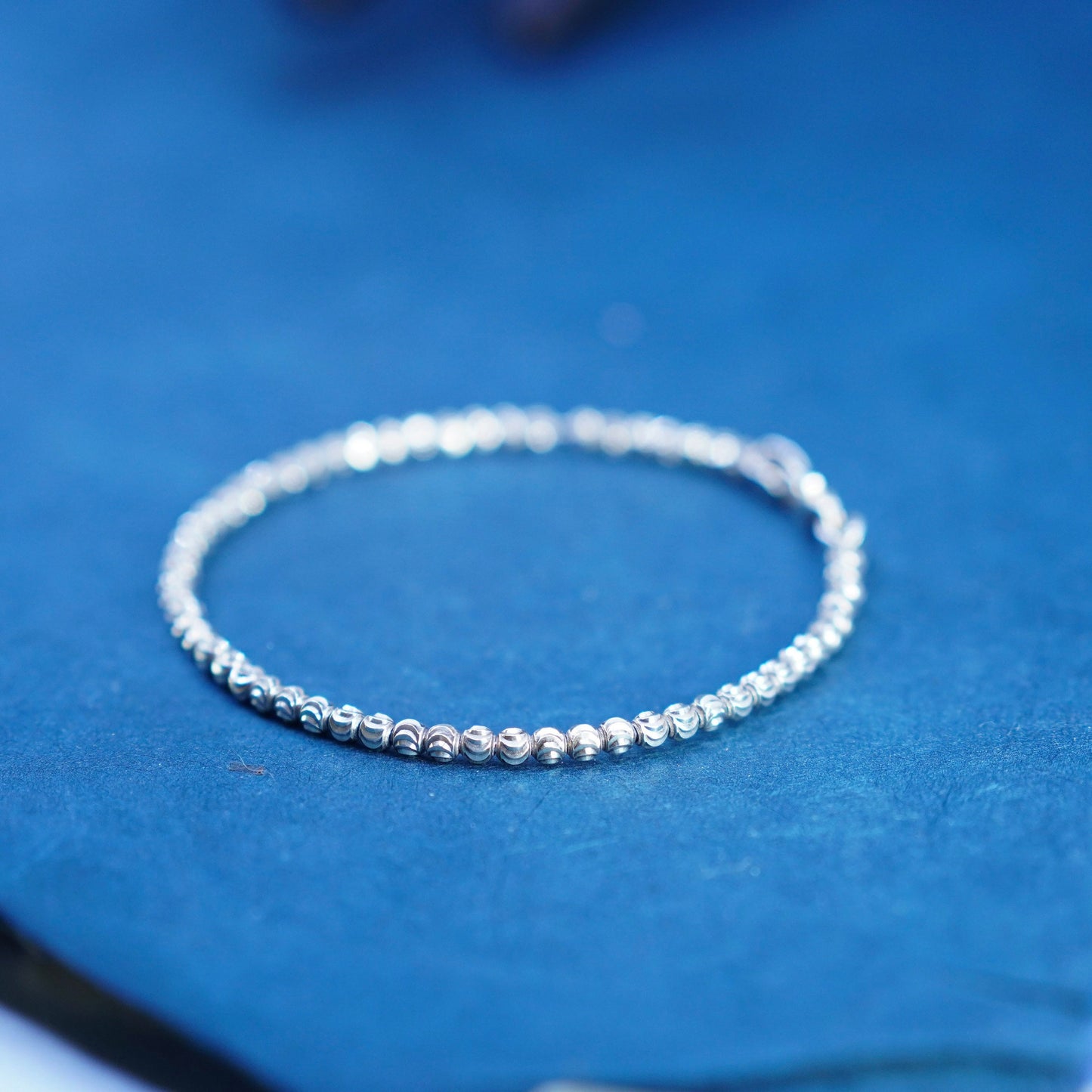 7”, Sterling silver handmade bracelet, 925 bangle with beads