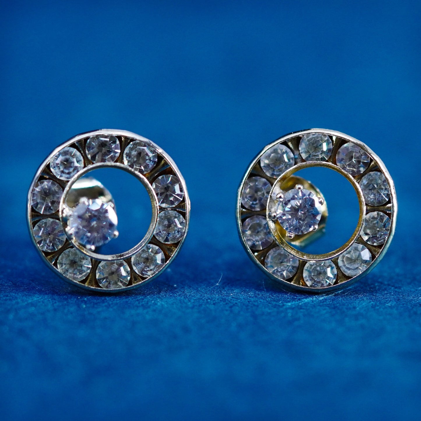 Vintage vermeil gold over Sterling silver handmade earrings, 925 studs w/ topaz