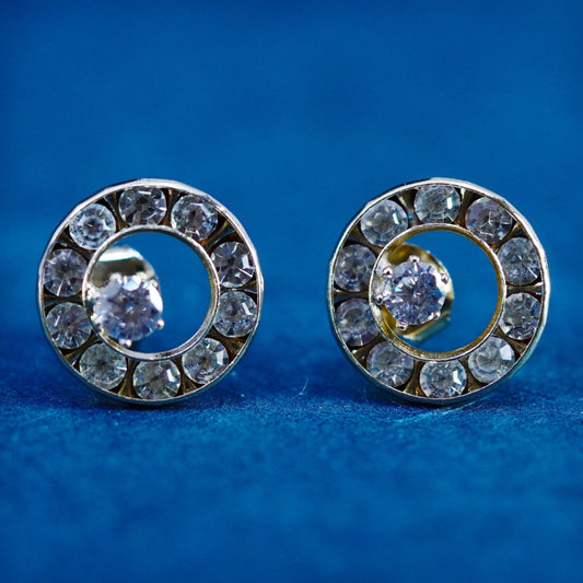 Vintage vermeil gold over Sterling silver handmade earrings, 925 studs w/ topaz