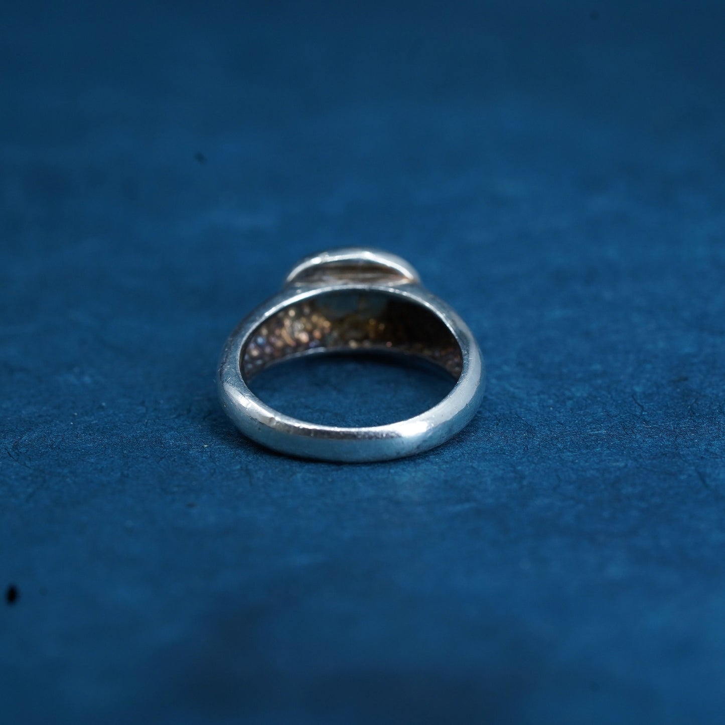 Size 7, vintage sterling 925 silver handmade ring with smoky topaz