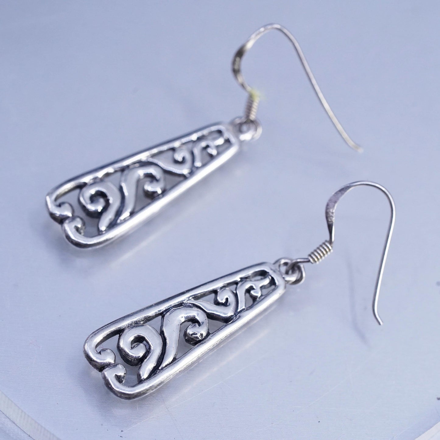 Vintage Sterling 925 silver handmade swirly earrings