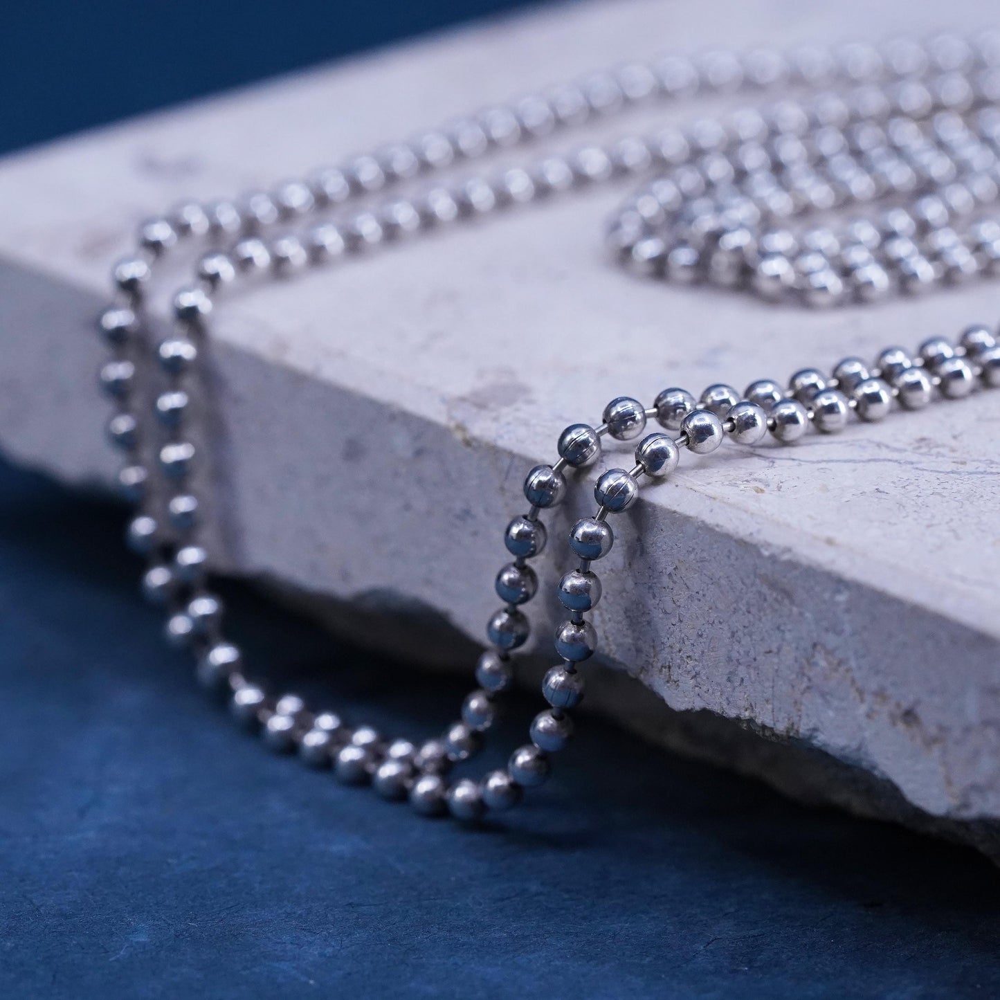 36" Sterling silver handmade extra long sweater necklace, 925 bead chain