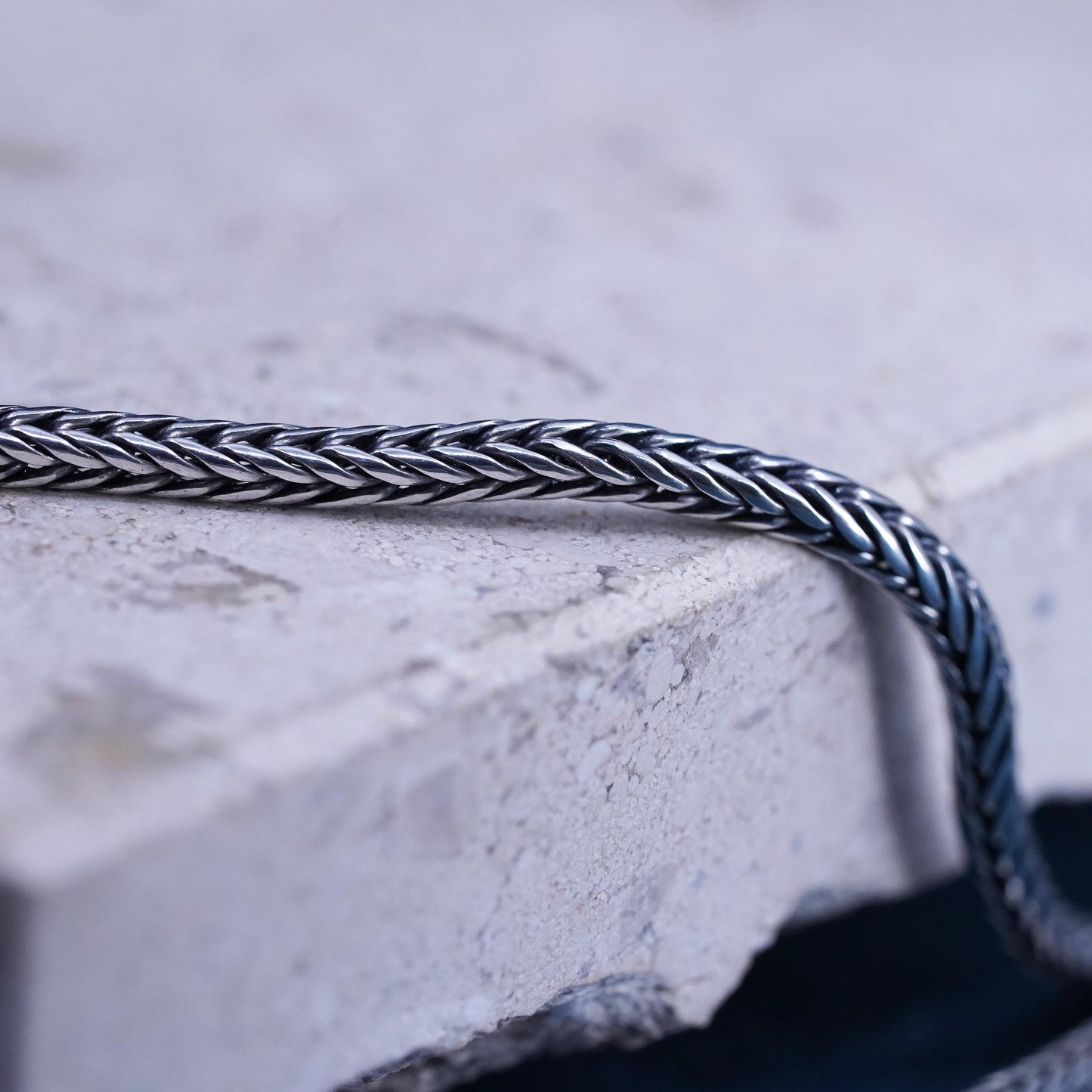 16" 3mm, vintage Sterling silver necklace, solid 950 silver wheat chain