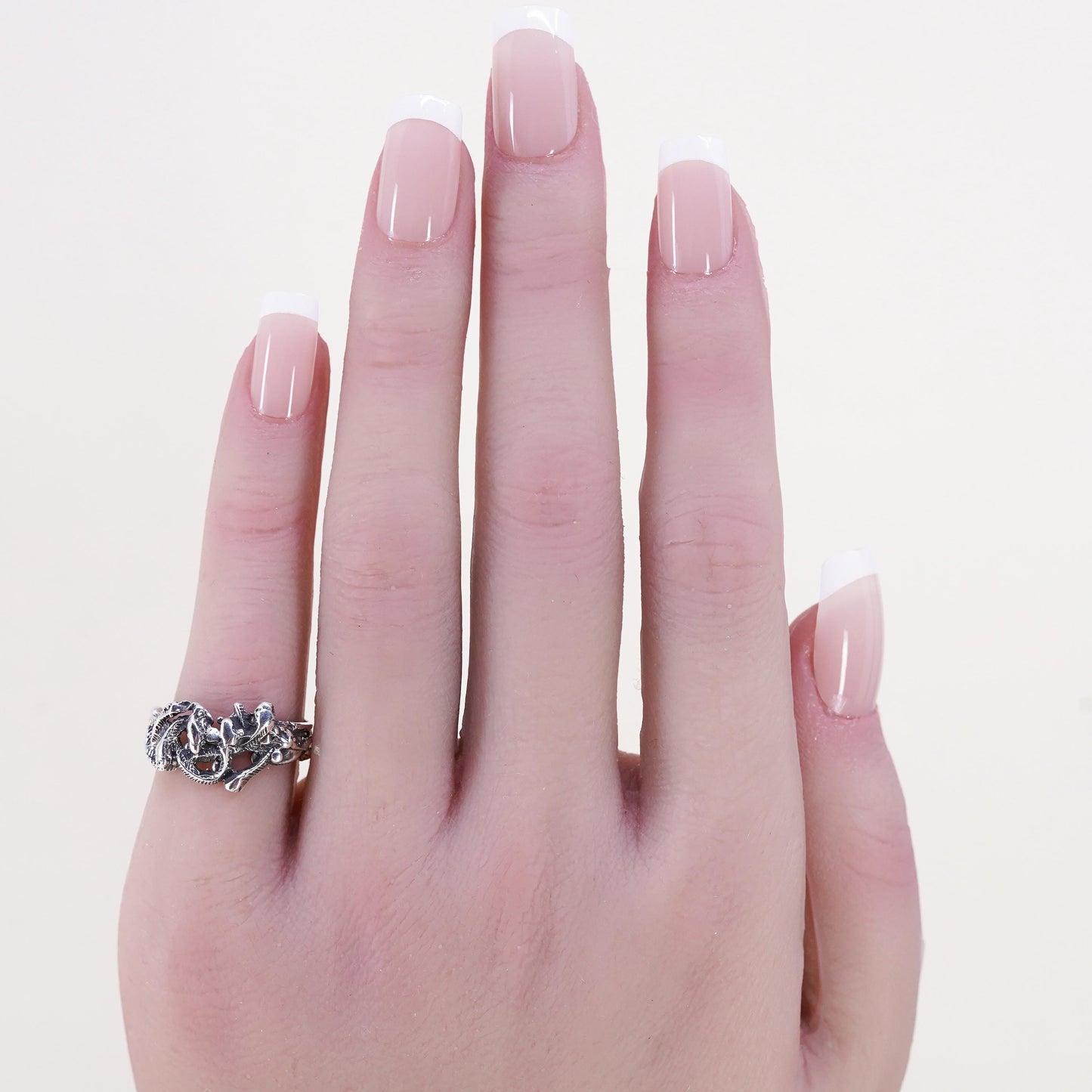 Size 5, vintage Sterling silver handmade ring, 925 snake band