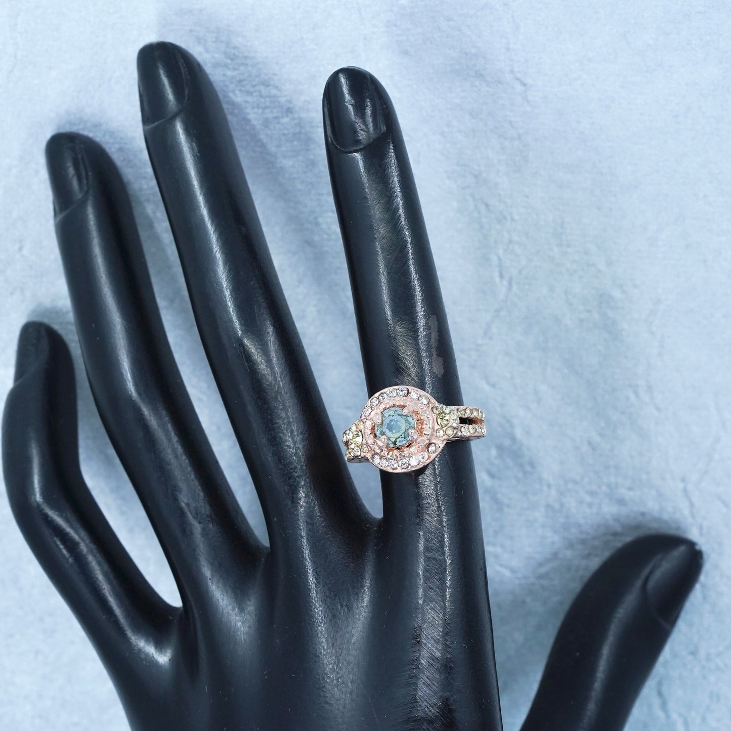 Size 5.25, vermeil rose gold over Sterling 925 silver band ring with cluster Cz