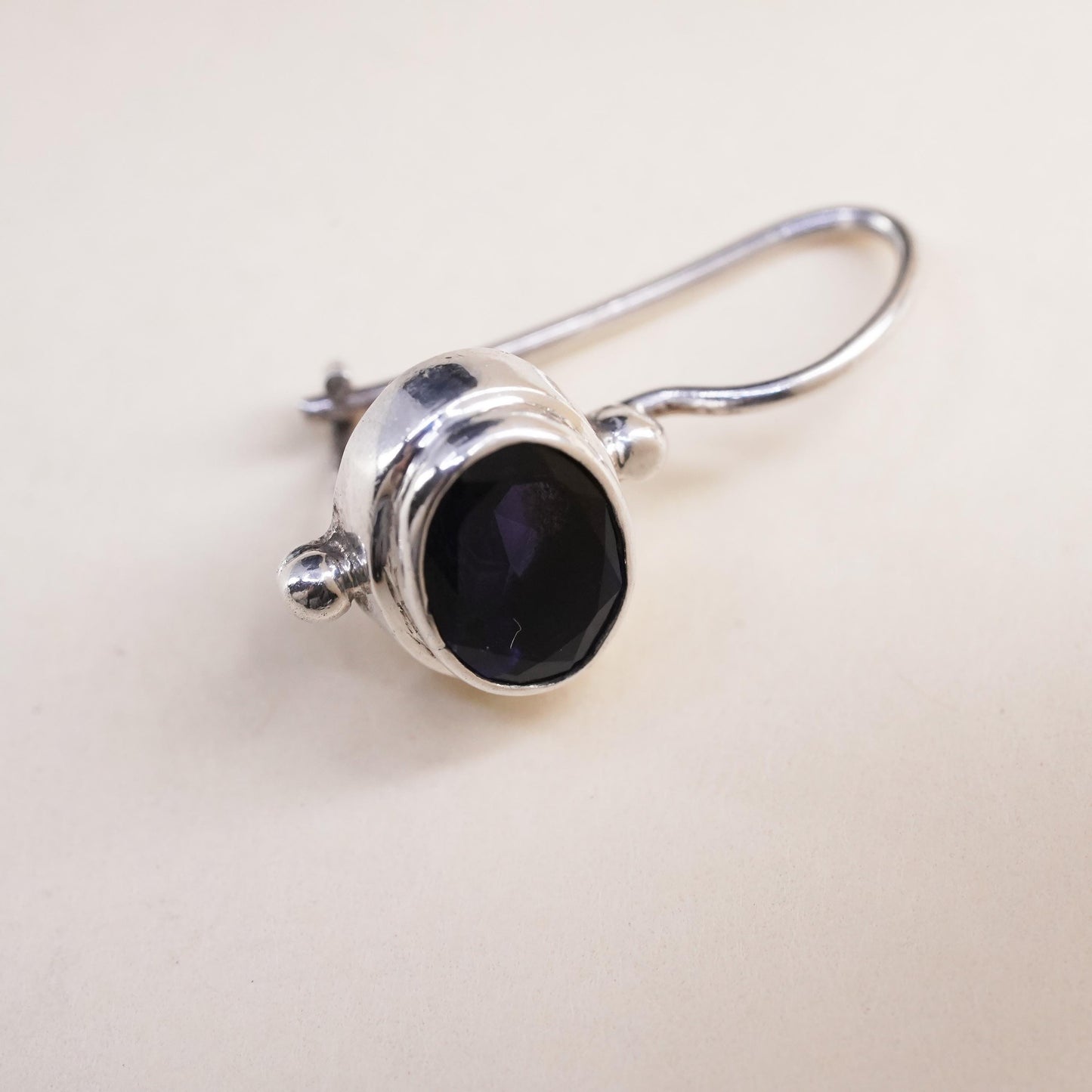 Southwestern sterling silver 925 handmade single earring with amethyst