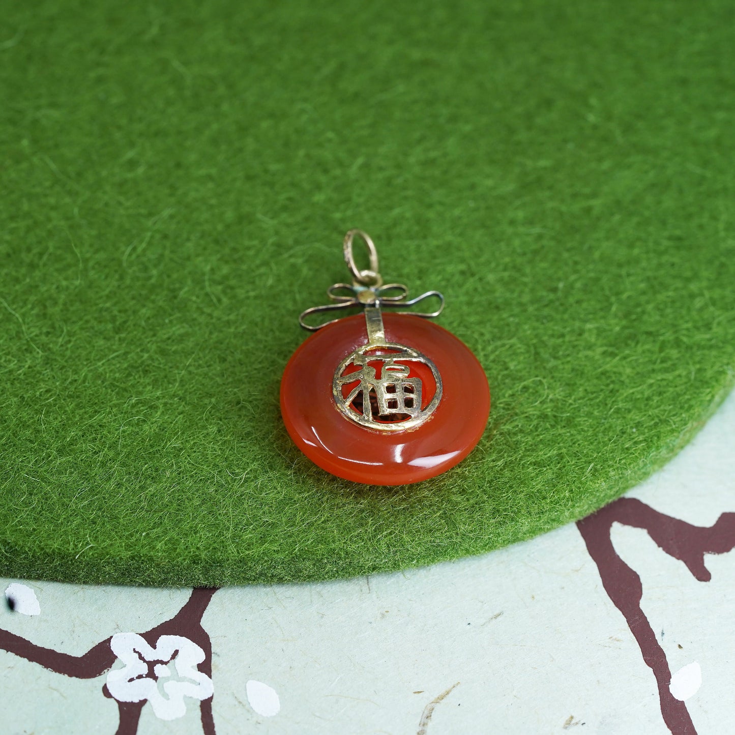 vermeil gold sterling silver happyniess pendant, 925 filigree circle carnelian