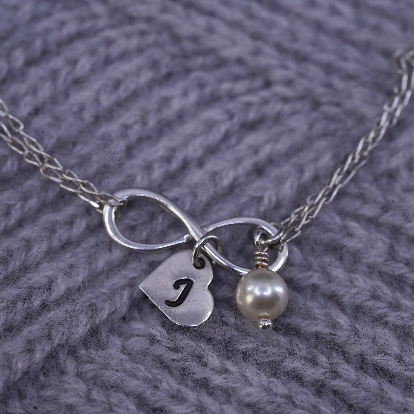 6.5+1", Sterling silver bracelet, double strands 925 circle chain infinity loop