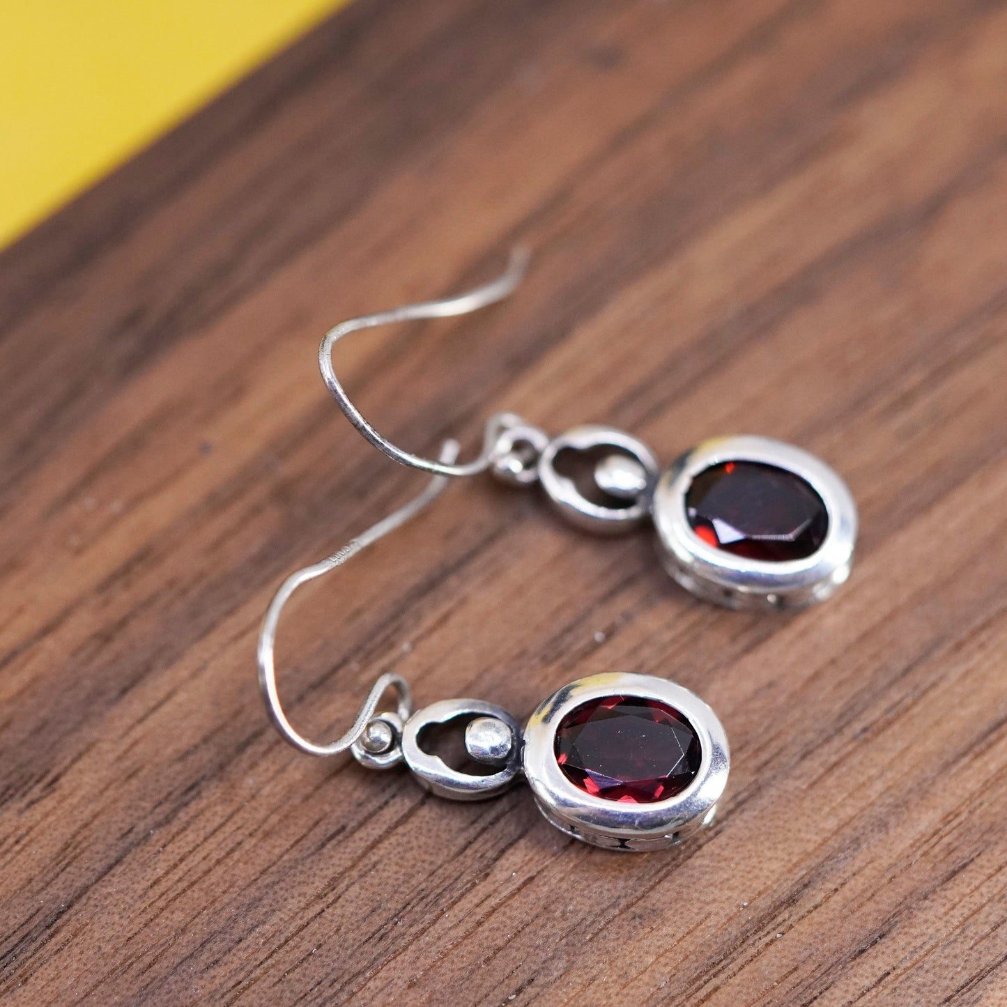 Vintage LUC Sterling 925 silver handmade earrings with ruby