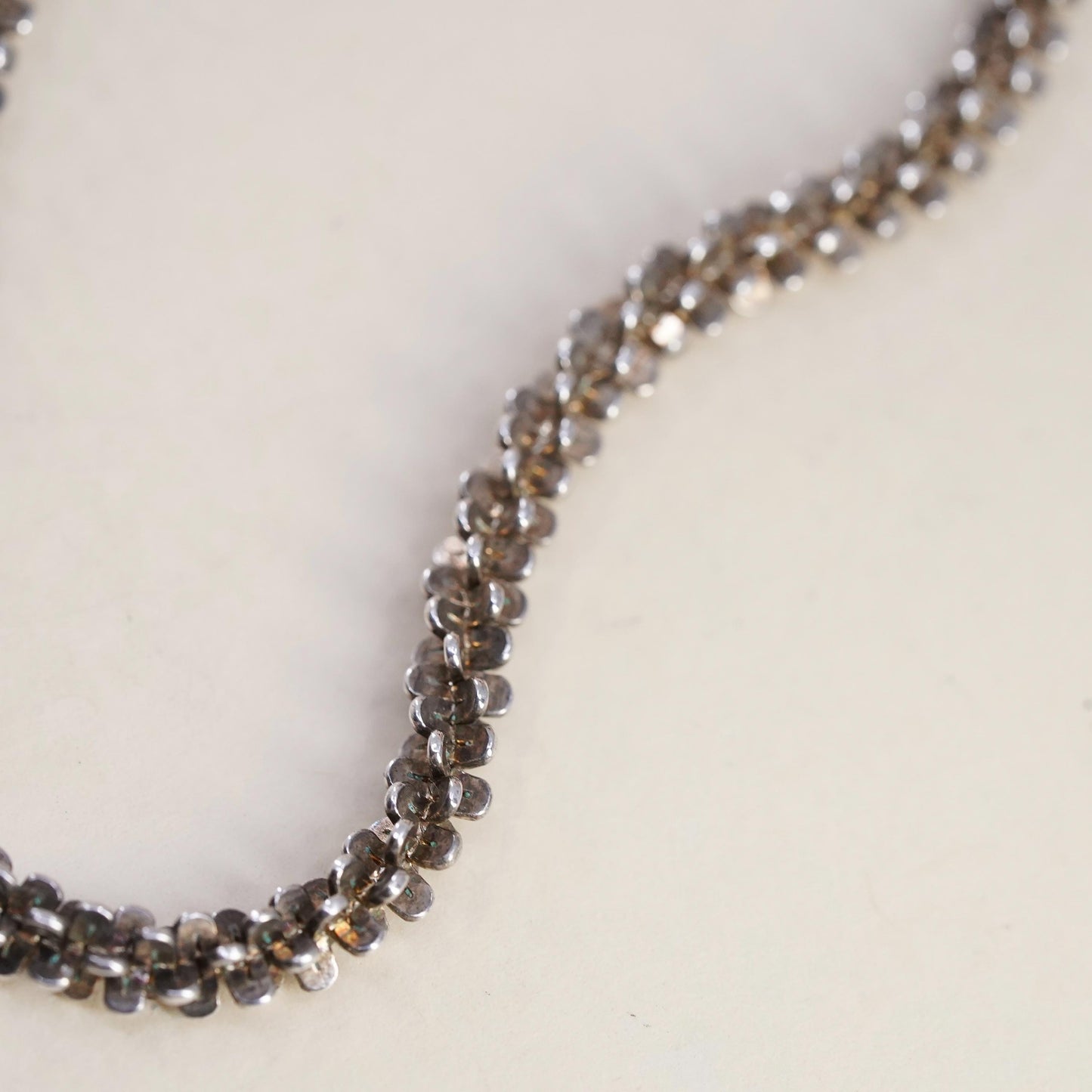 7", 4mm, Vintage Italian sterling silver bracelet, 925 twisted fancy chain