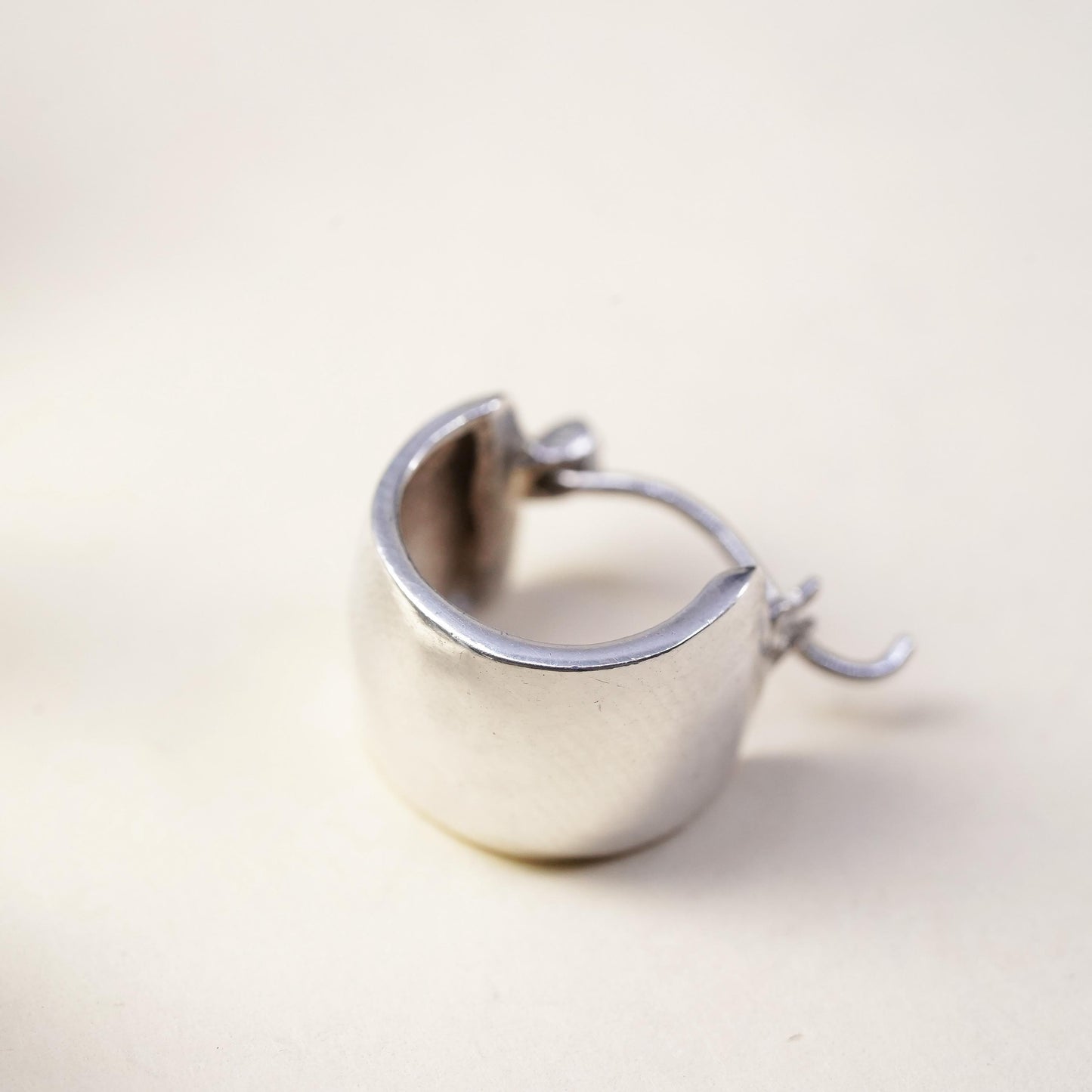 0.5”, Vintage sterling silver single earring, 925 huggie hoop