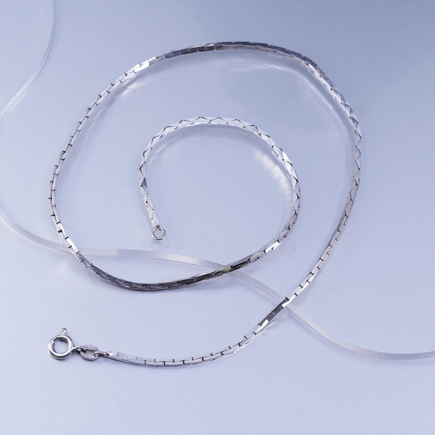 18” 2mm, vintage Italian Sterling 925 silver textured snake chain necklace