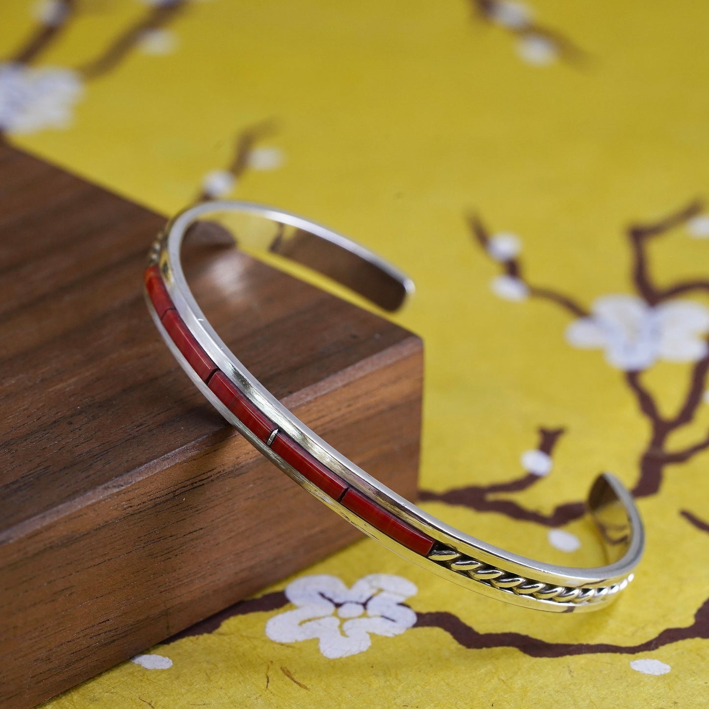 6.25” Native American Robert K. Deutsawe Jr. Zuni Sterling silver bracelet