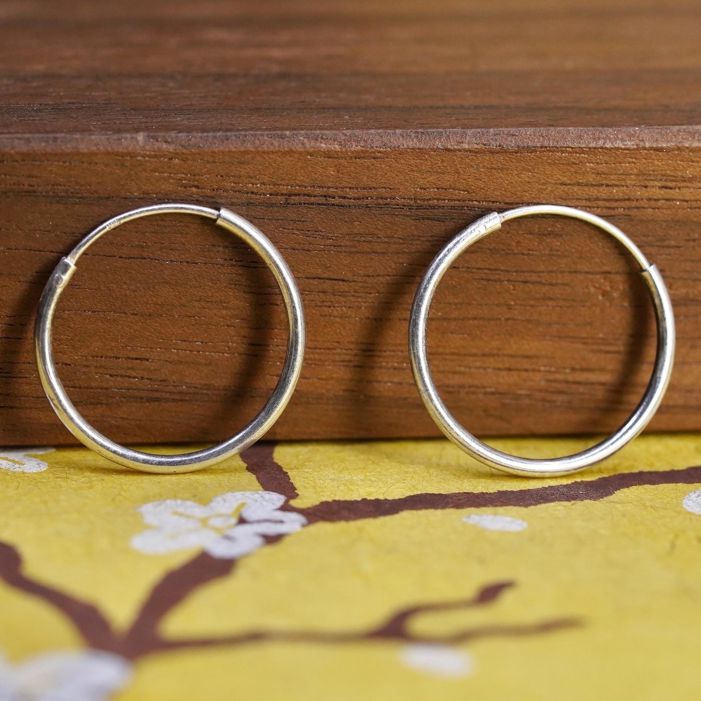 0.75”, Vintage Sterling silver handmade earrings, 925 hoops