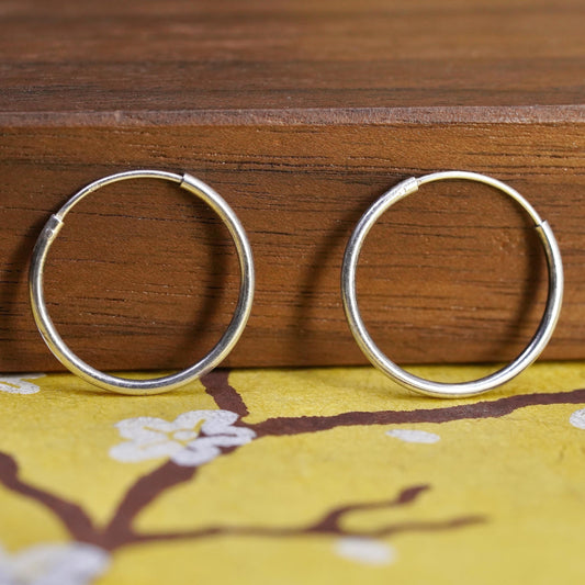 0.75”, Vintage Sterling silver handmade earrings, 925 hoops