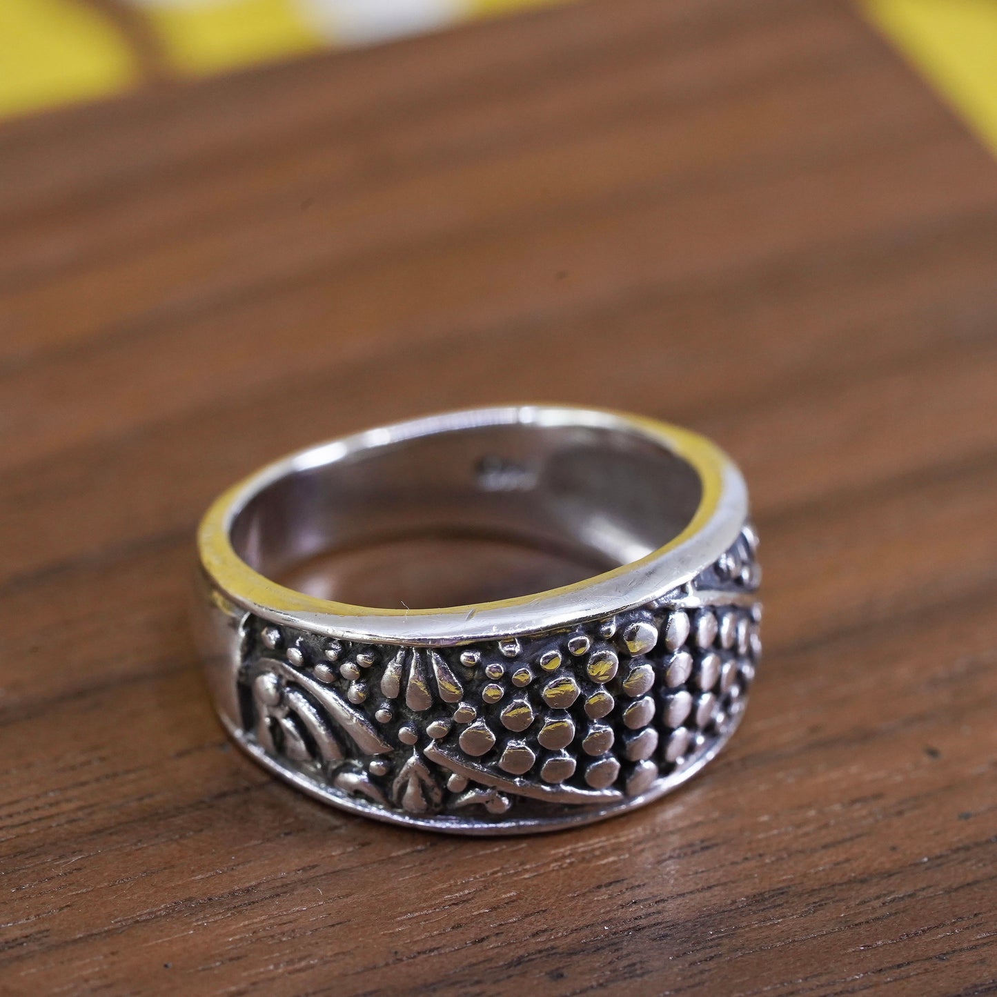 Size 6.75, VTG mexico Sterling 925 silver handmade ring, 925 modern beads band