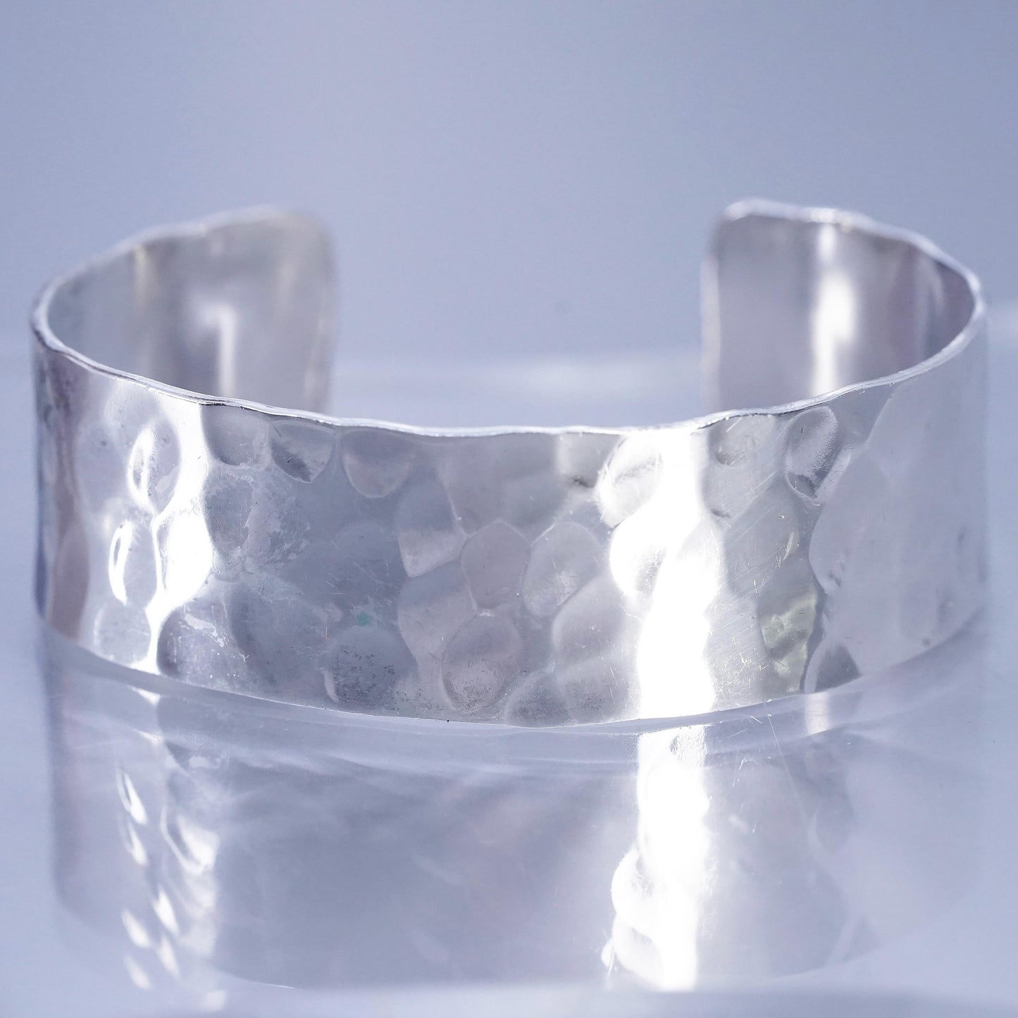6.75”, Vintage Sterling 925 silver handmade bracelet, hammered textured cuff