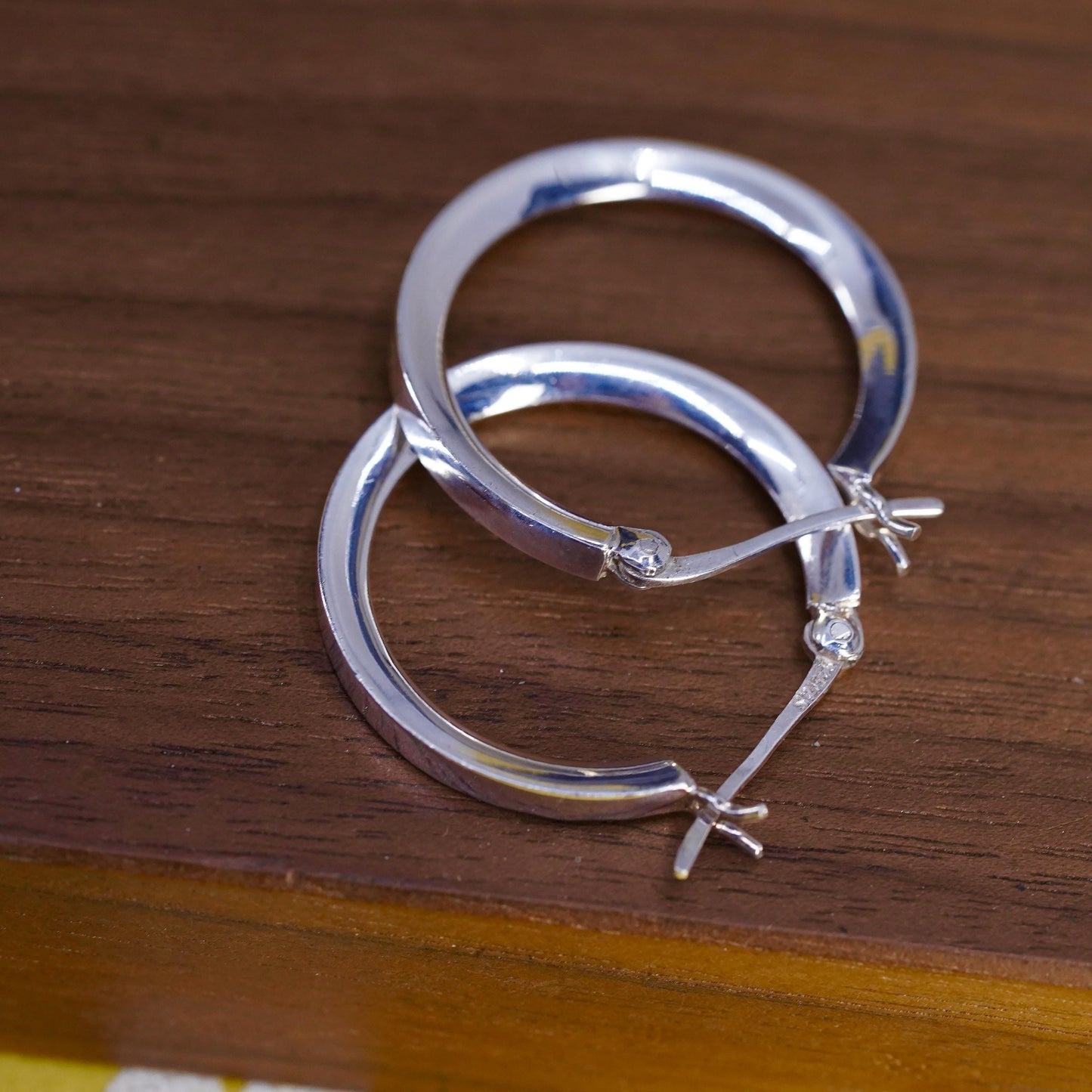 1”, vintage Sterling silver handmade hoops, ribbed 925 huggie earrings