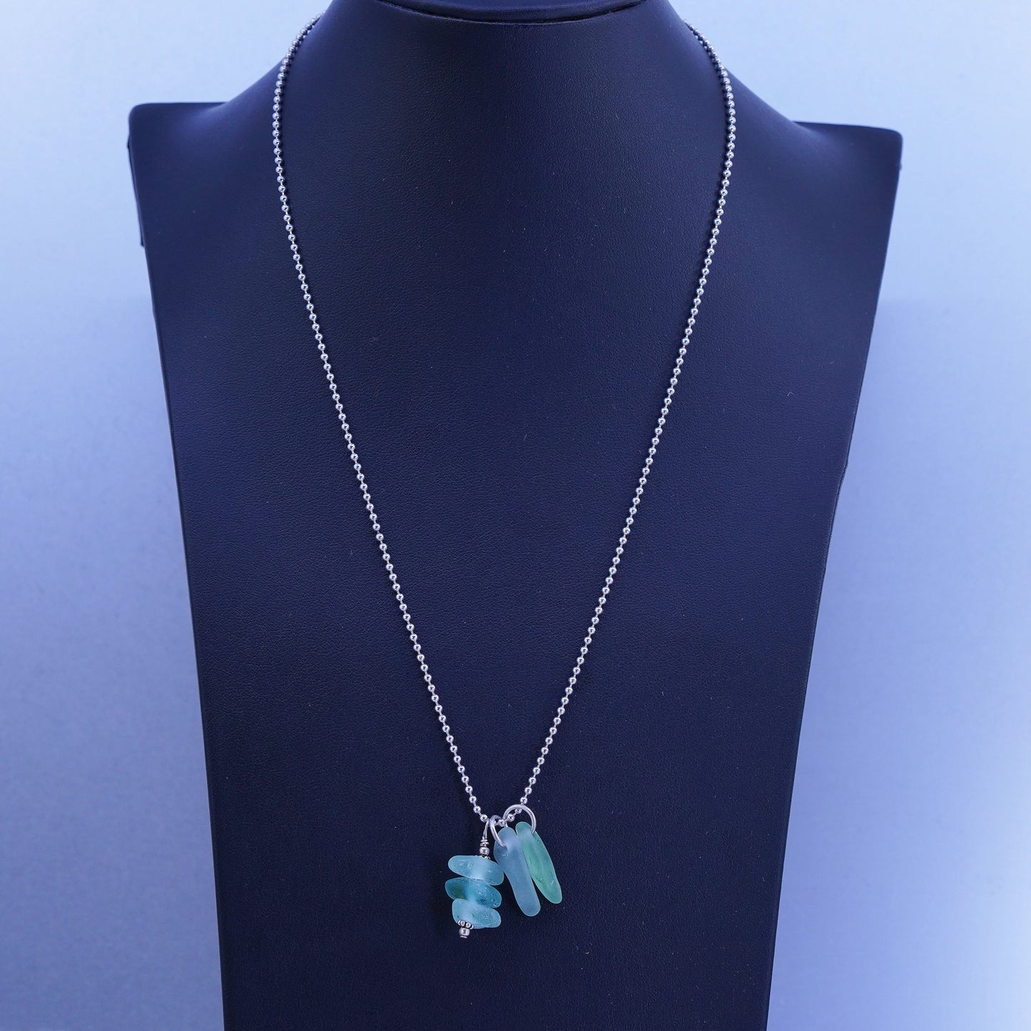 20”, Italian Sterling 925 silver handmade necklace sea washed nugget pendants