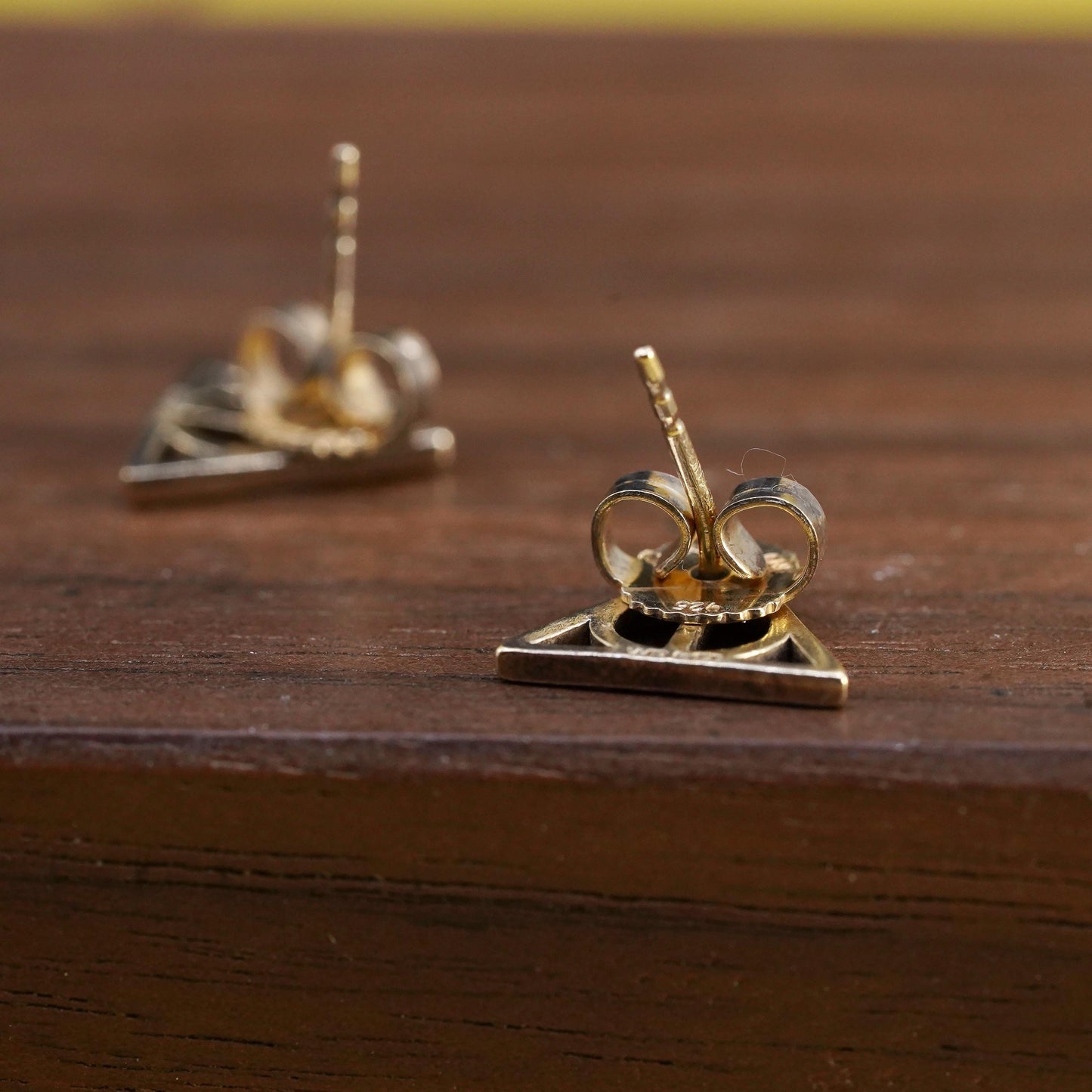 Vintage vermeil gold over Sterling silver shape studs, 925 earrings