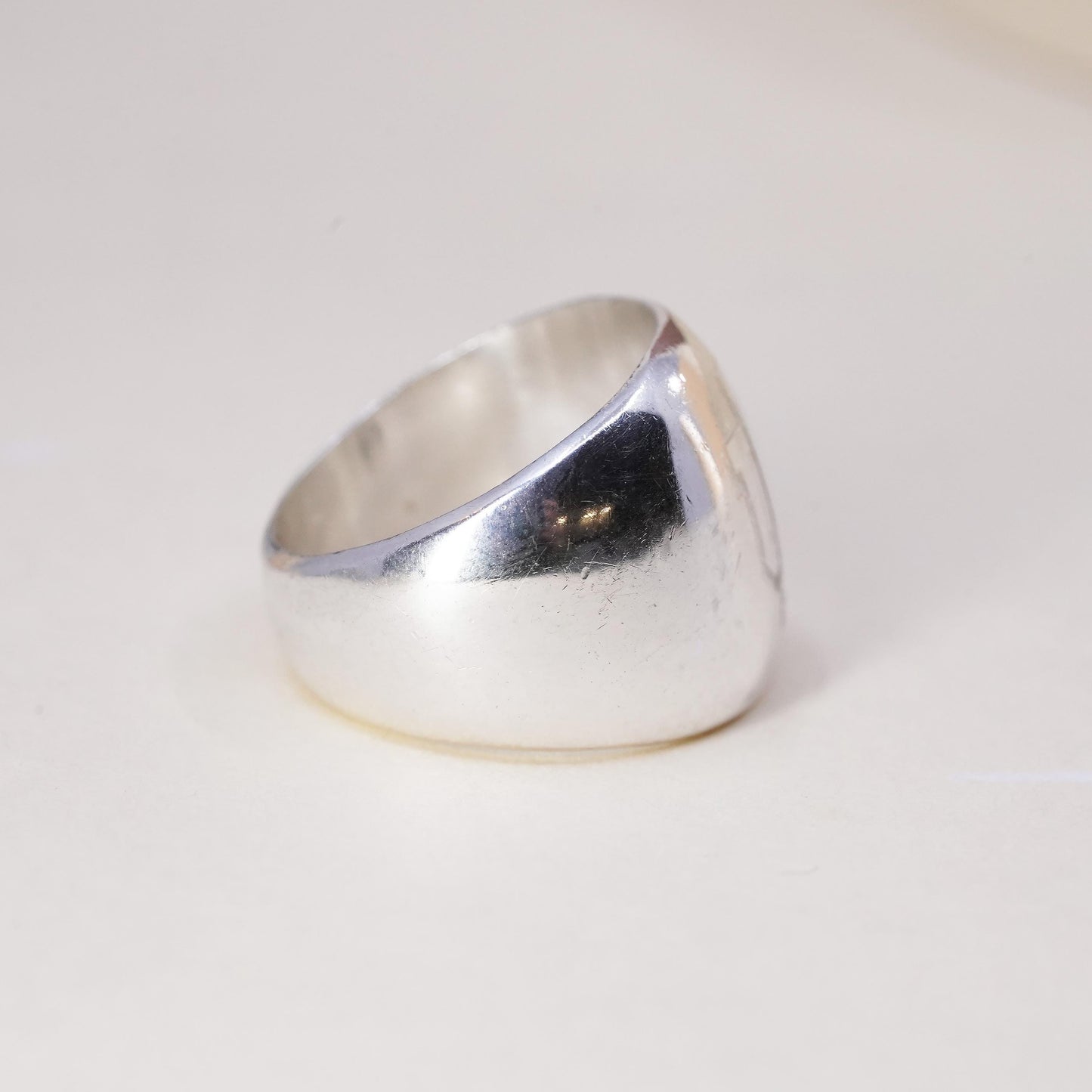 Size 7.25, sterling silver ring, 925 mens band engraved IU Indiana university